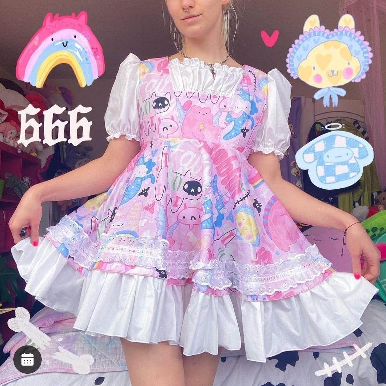 Hello Kitty Inspired Bustier Silk Dress -Brand: - Depop