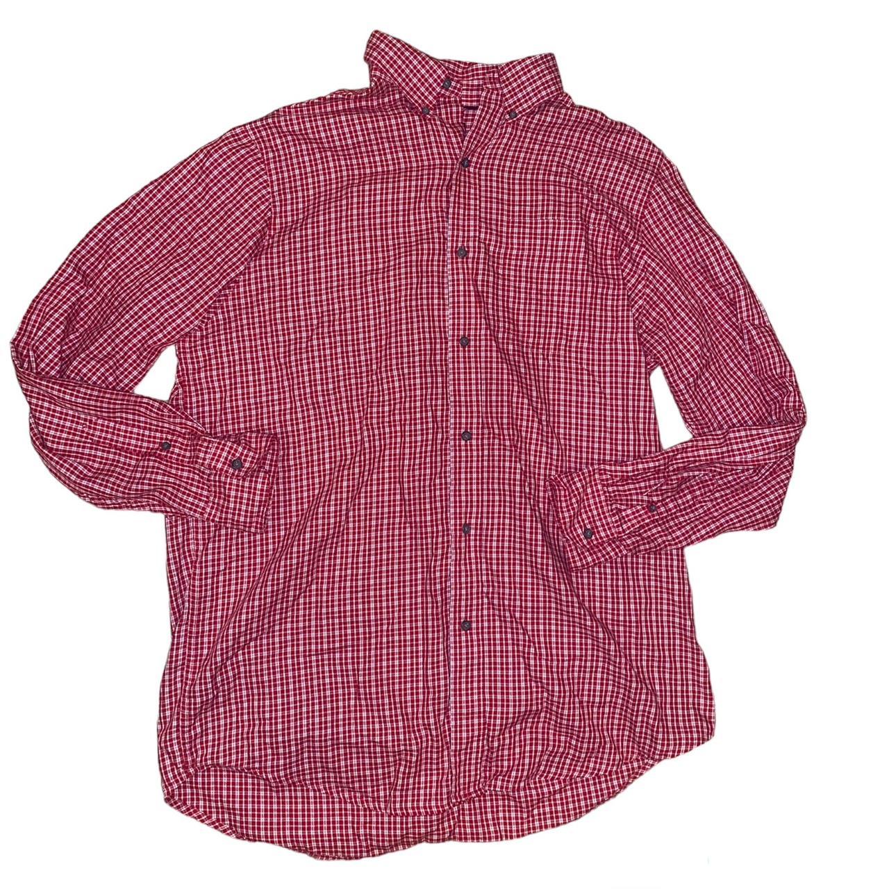 red plaid button up shirt brand is chaps size men’s... - Depop