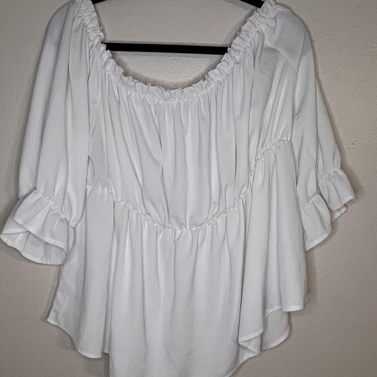 Plus Size off the shoulder Blouse Women's white... - Depop