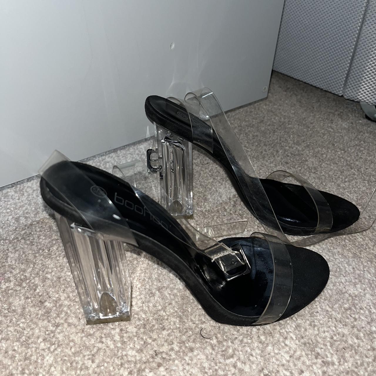 Clear strap and block heel, worn a few times size 5,... - Depop