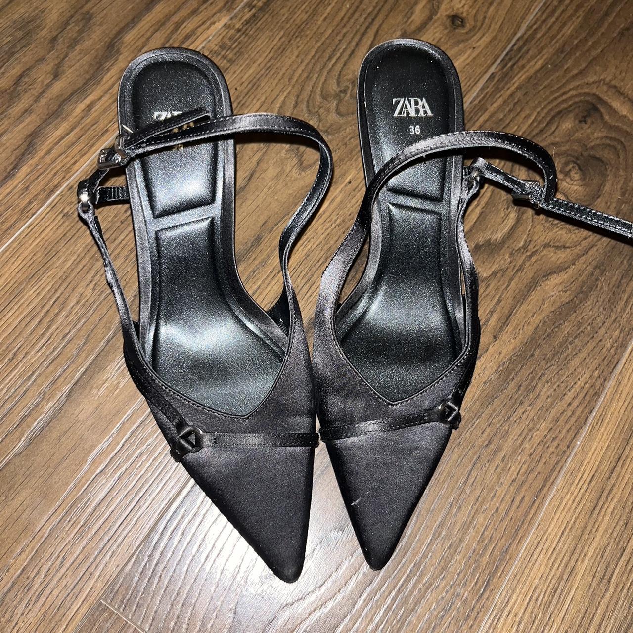 Kitten Heels Black Pumps Zara Zara Satin Pointed Kitten Heels