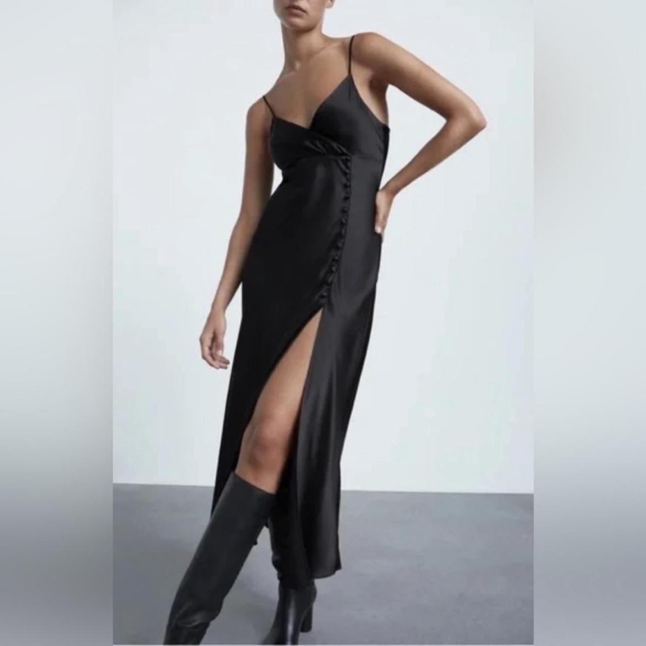 Black Satin Slip Dress Zara Black Gown Zara Satin Effect Slip