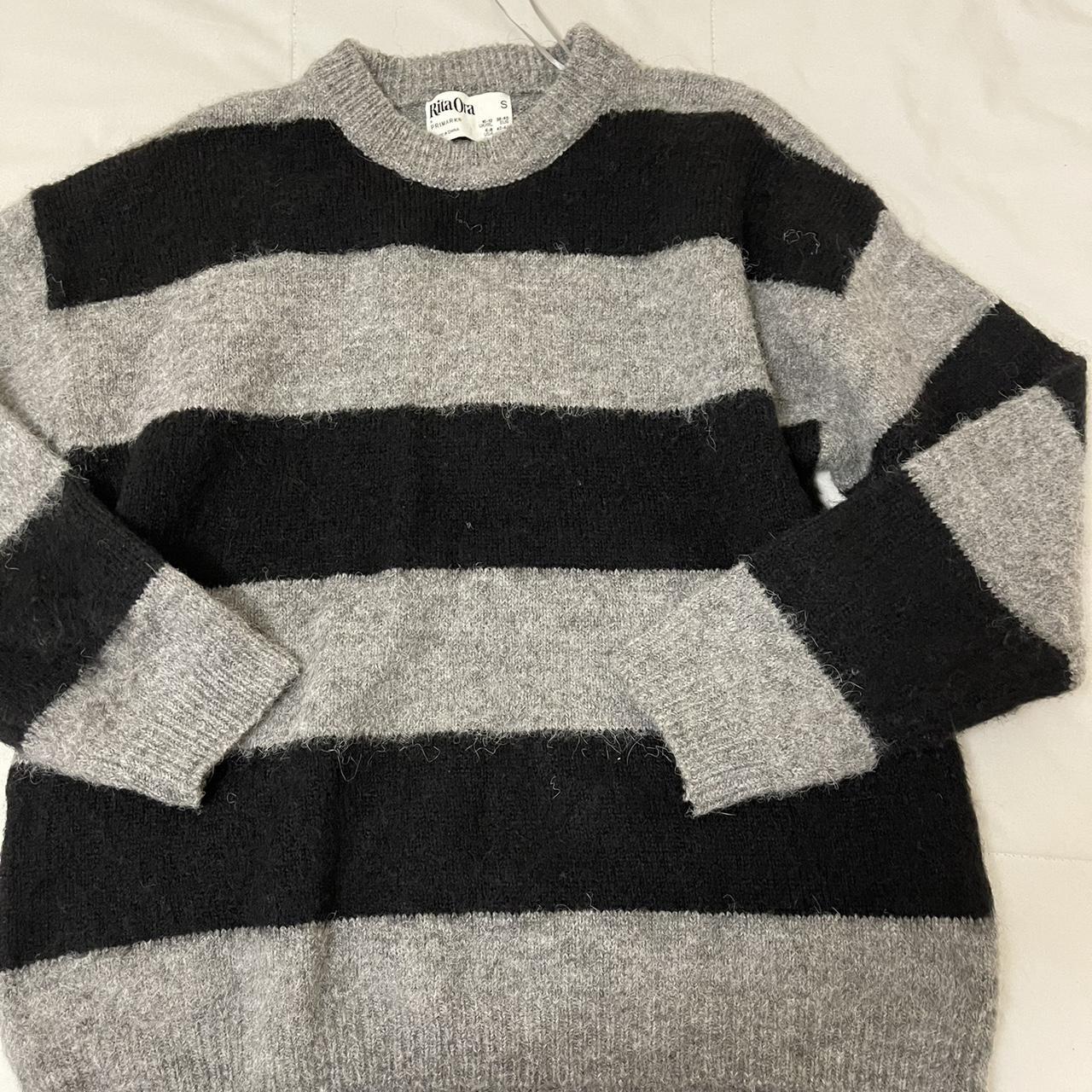 rita ora black and grey striped sweater from primary... - Depop