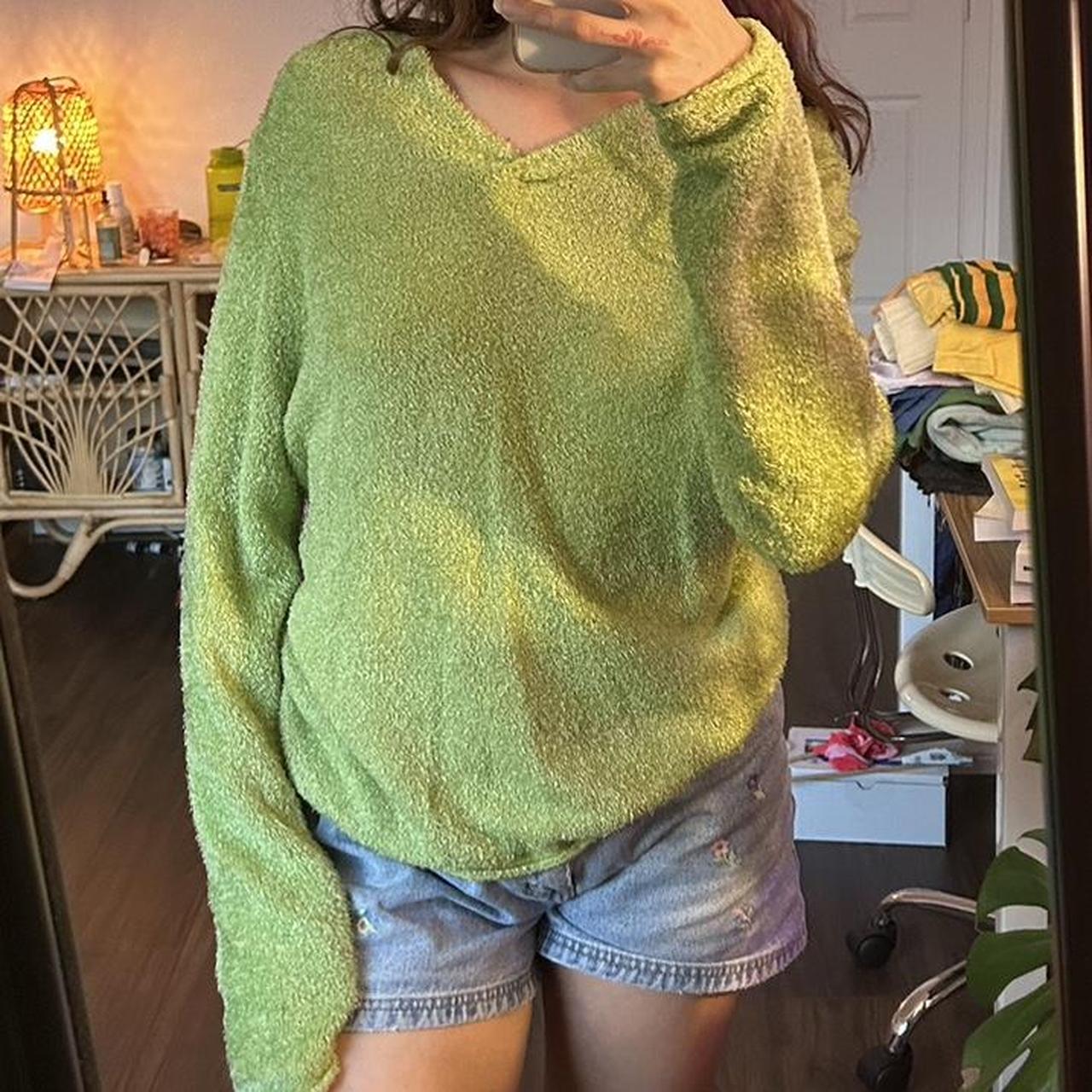 Lime green fuzzy sweater sale