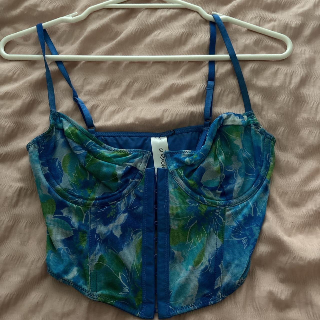 glassons blue and green floral corset size 10 worn... Depop