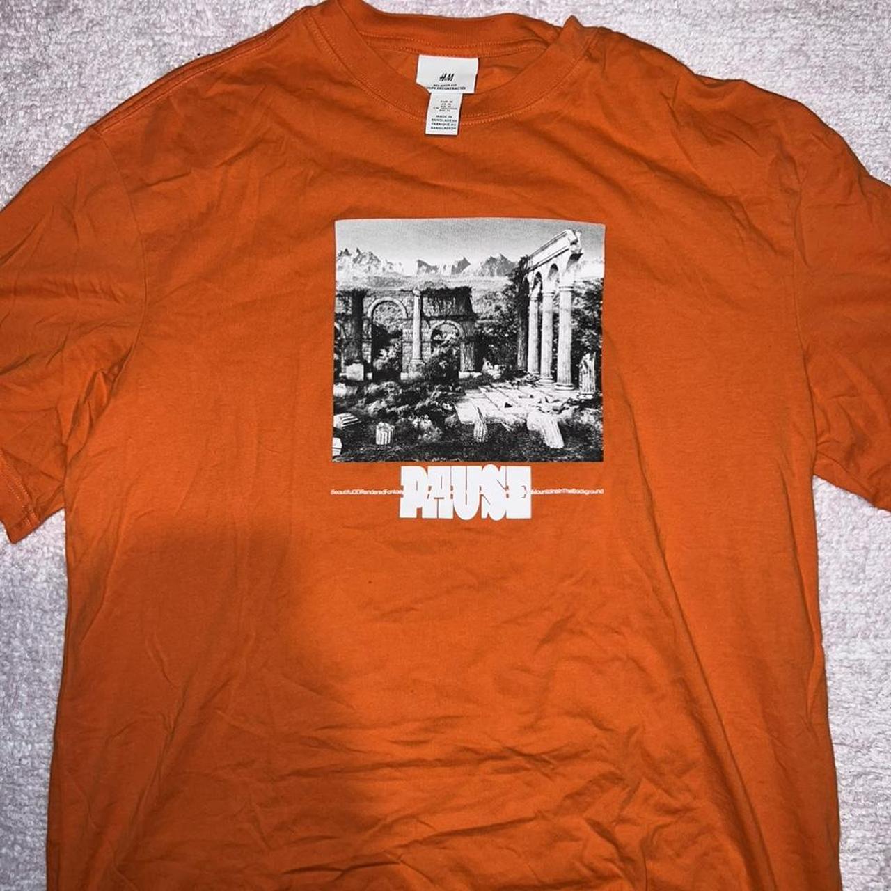 H&M Men's Orange Tshirt Depop