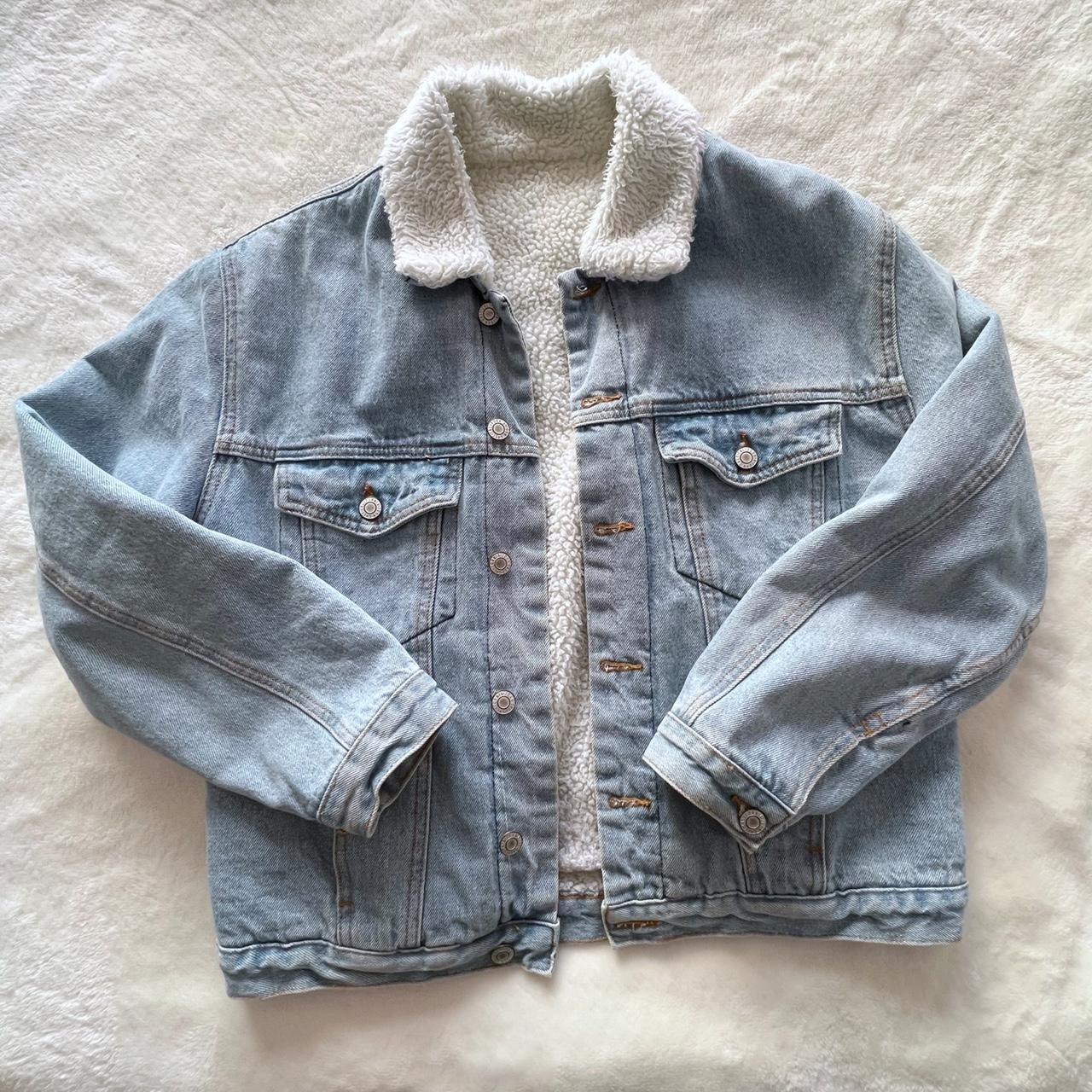 Brandy Melville Denim Sherpa Jacket Good condition... - Depop