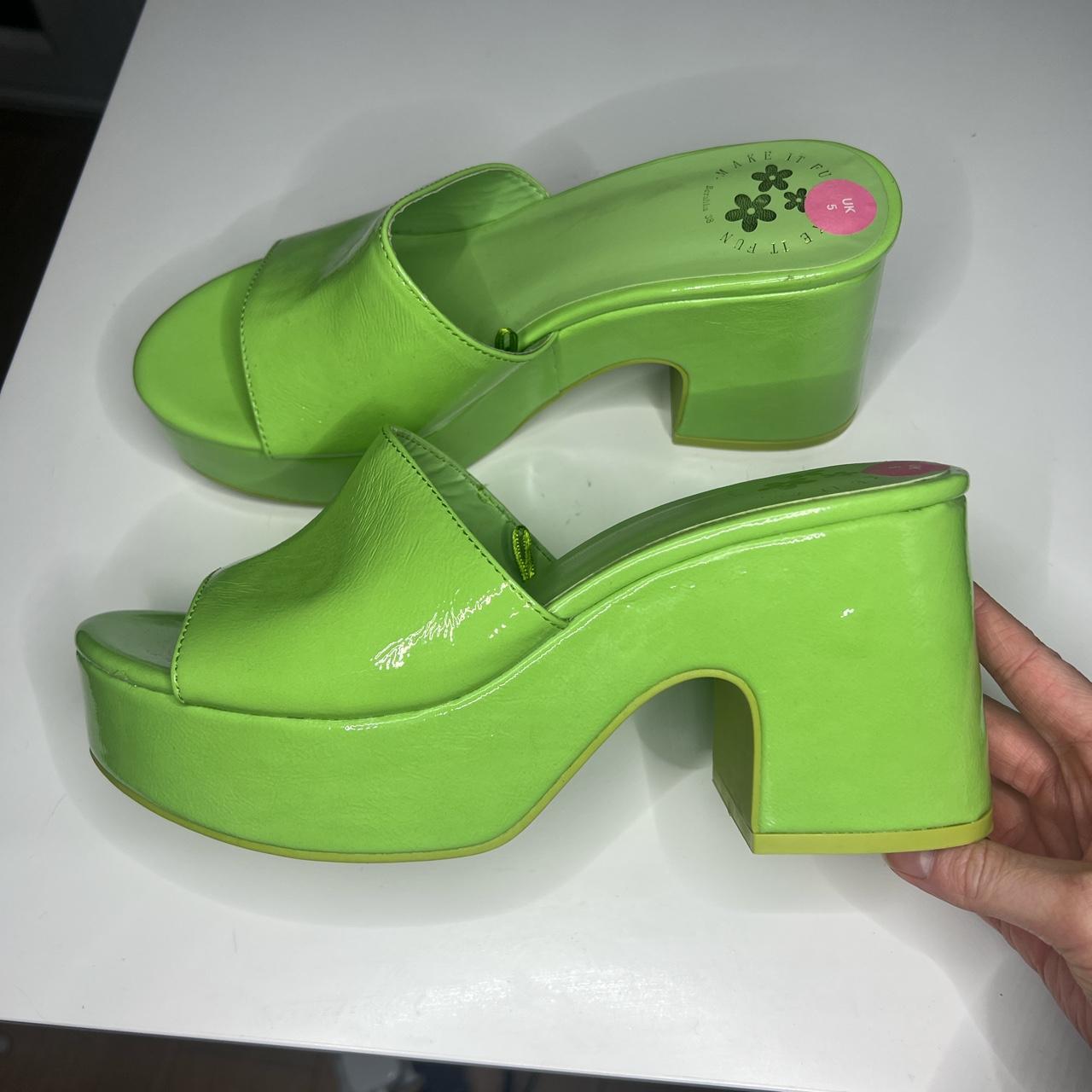 Green clog online sandals