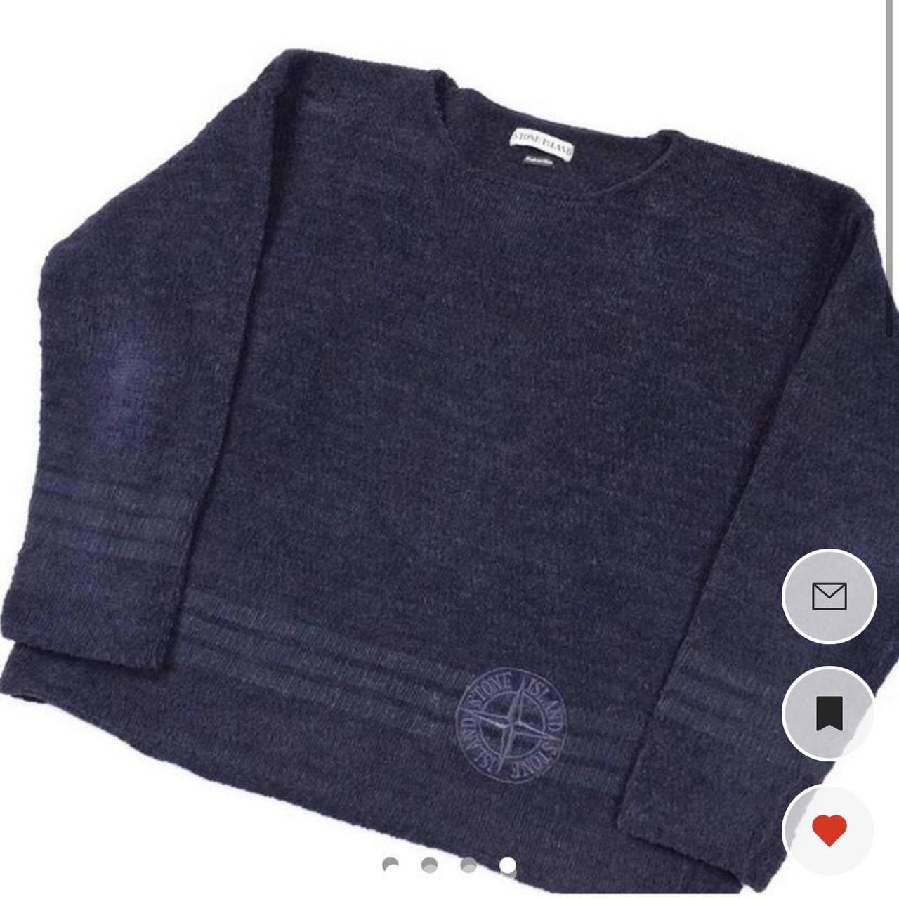 Stone Island Men's Navy and Blue Jumper Depop