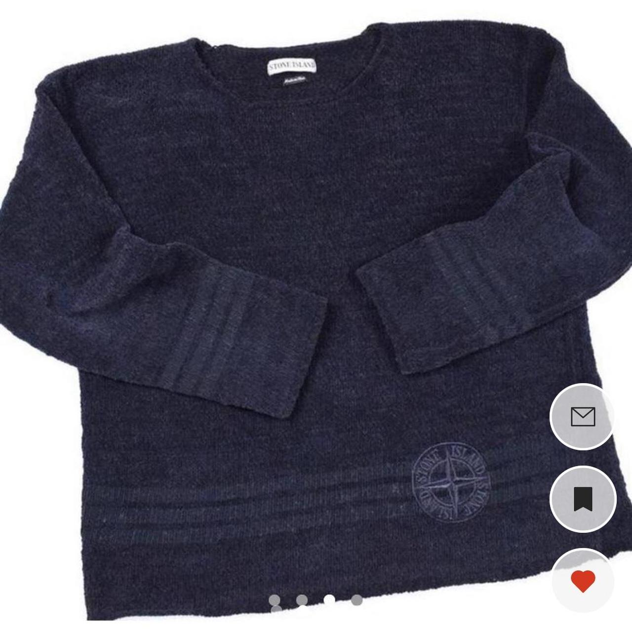 Stone Island Men's Navy and Blue Jumper Depop