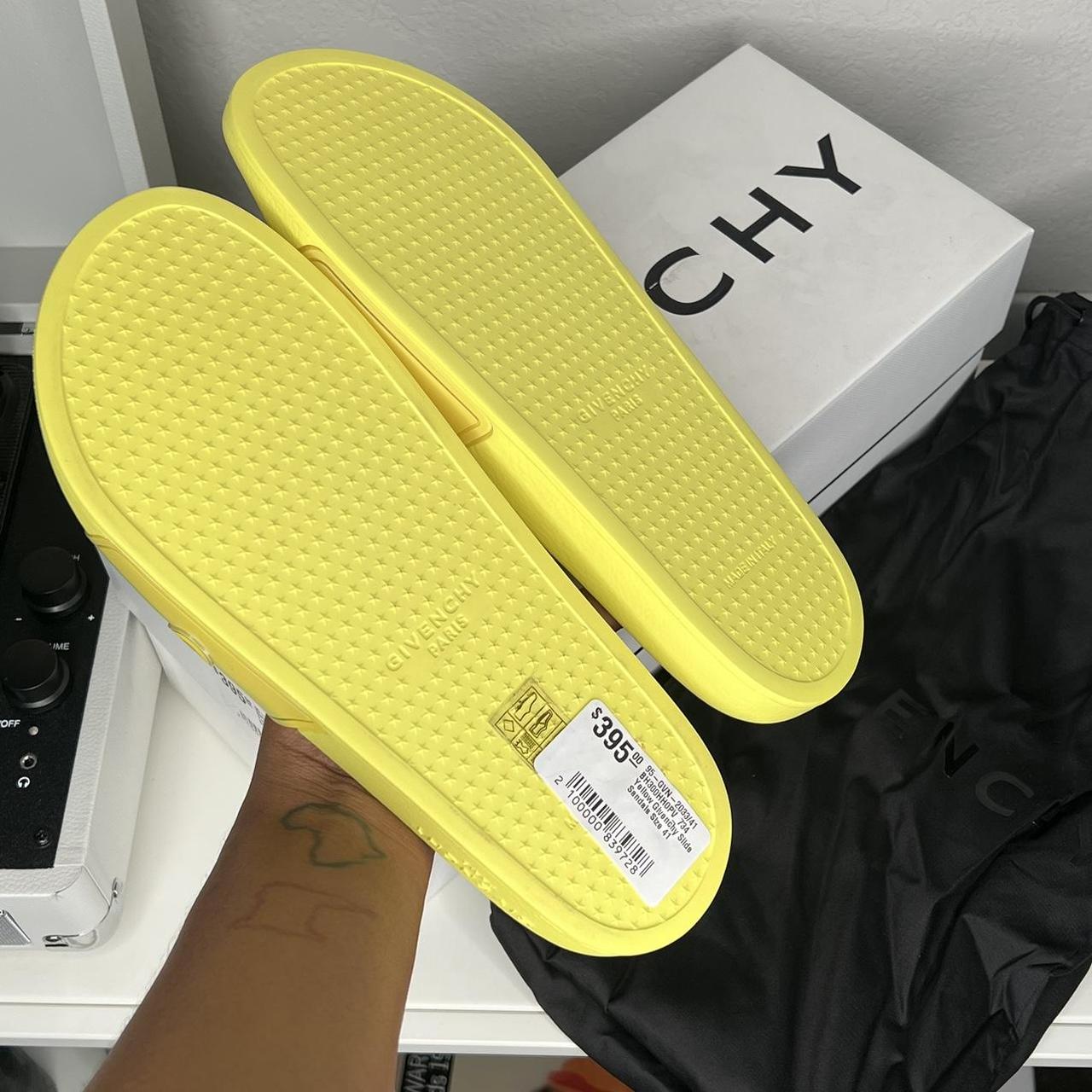 Men s Size 8 Givenchy BNWT Yellow Logo Slides Size Depop