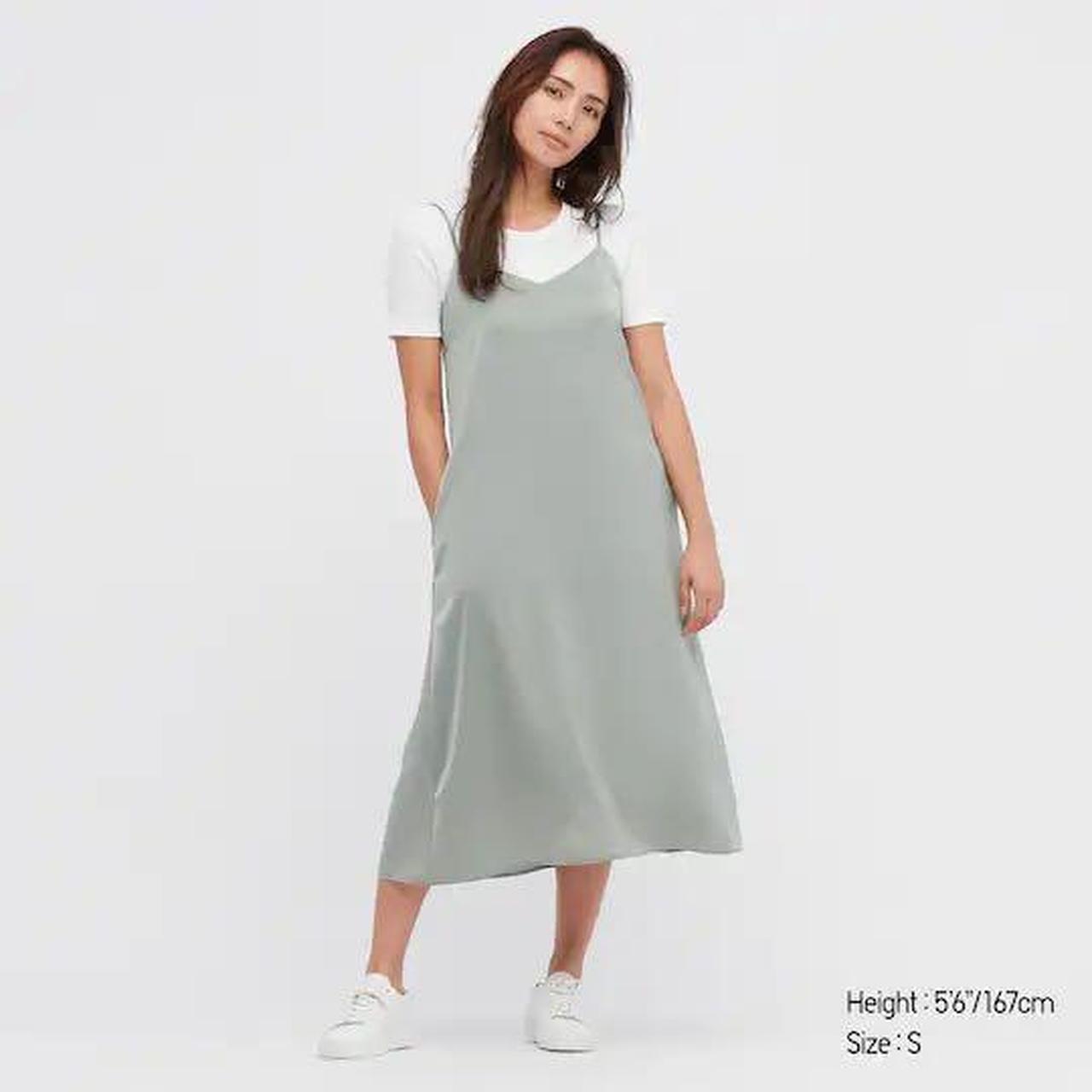 Satin Dress Uniqlo Green Dress Uniqlo Satin Camisole Dress In
