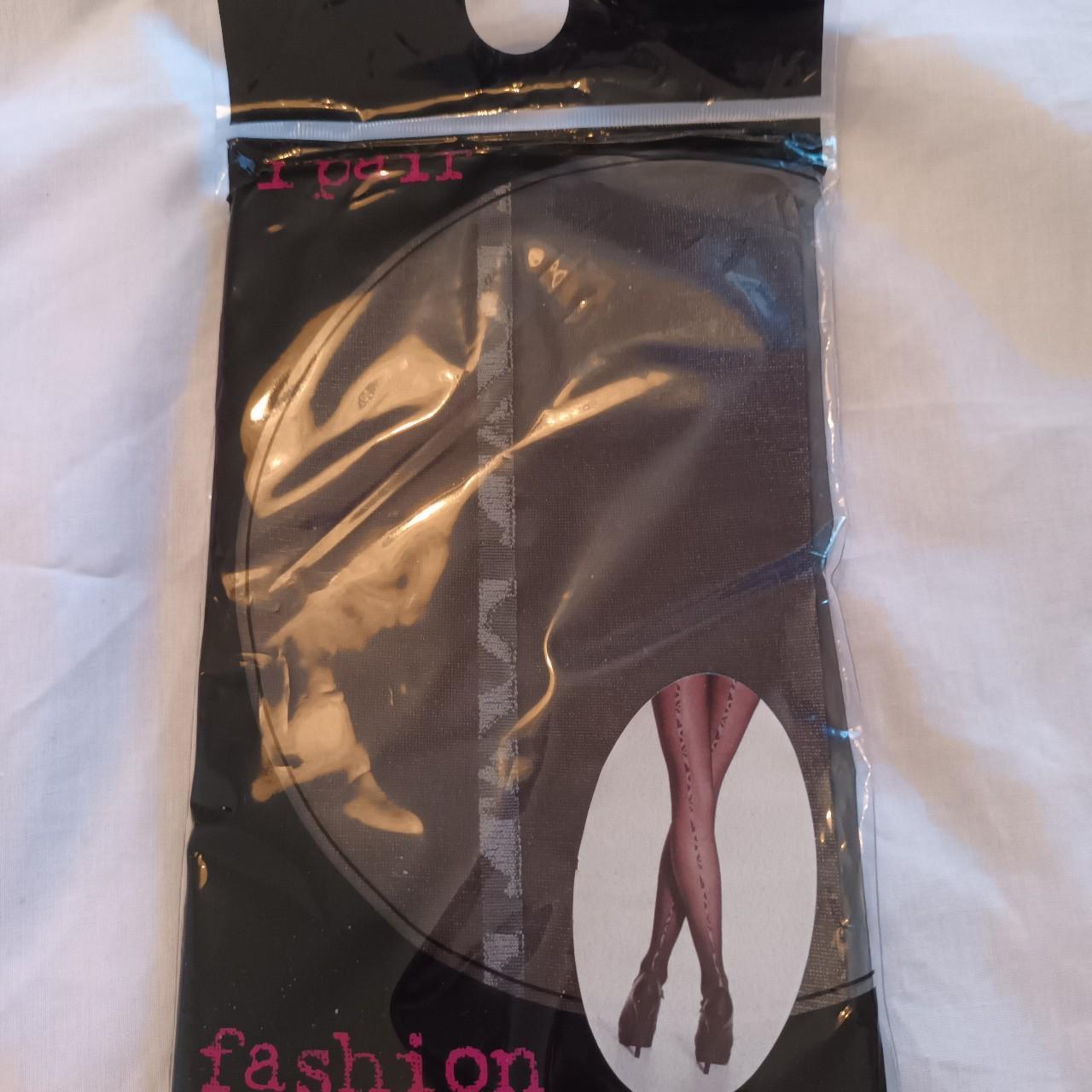 Fashion tights with pattern seam to back Black Brand... - Depop
