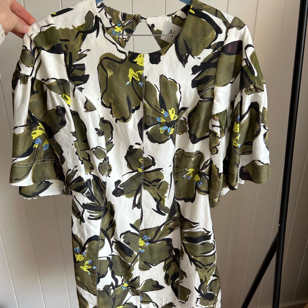 AJE oasis Olive Leaf Cut Out Mini Dress Size 6 /... - Depop