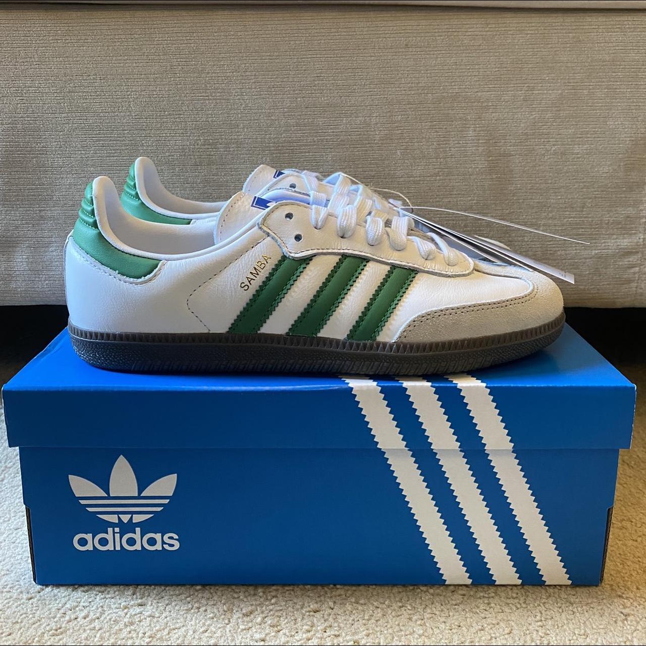 Adidas Originals samba OG White and Green UK... - Depop