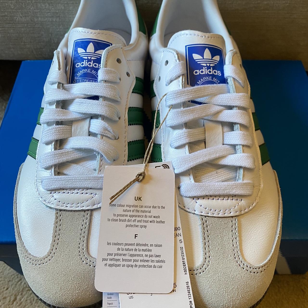 Adidas Originals samba OG White and Green UK... - Depop