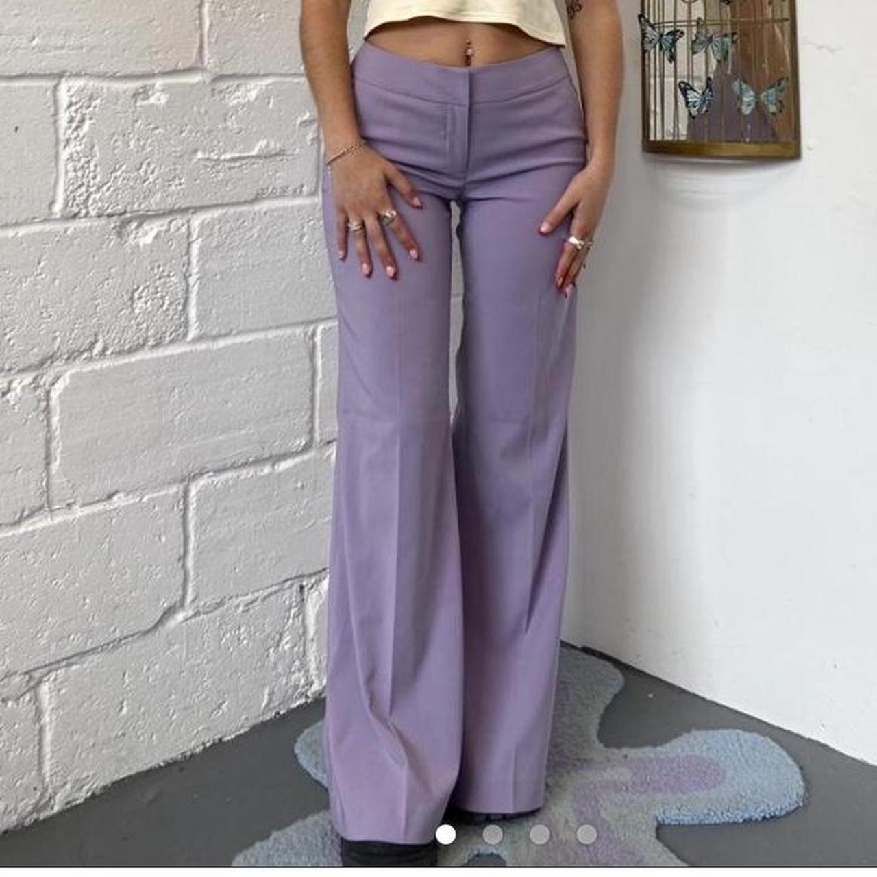 Insane true vintage late 90s mid waist flared lilac... - Depop
