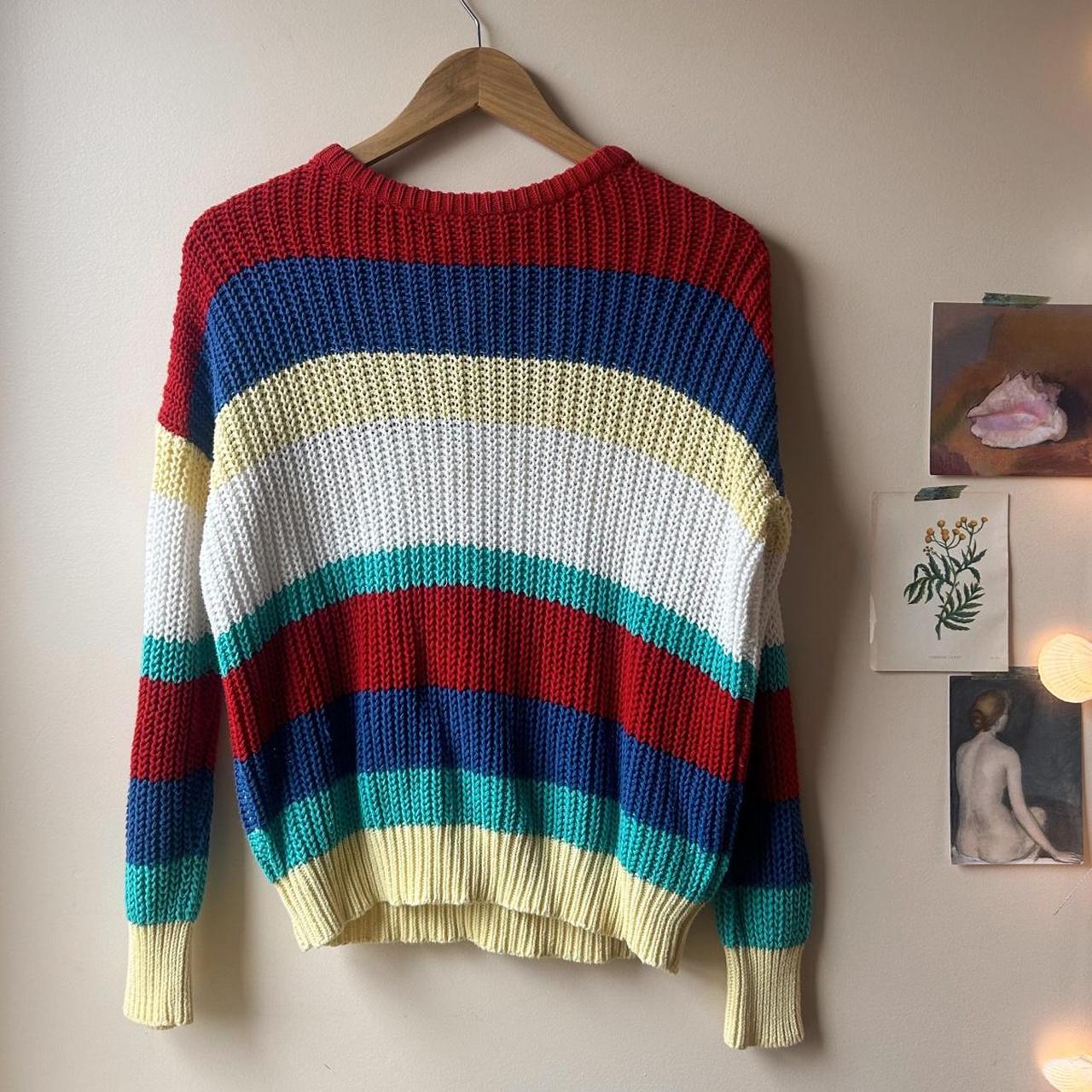 American Apparel Striped Color Block Sweater Made Depop