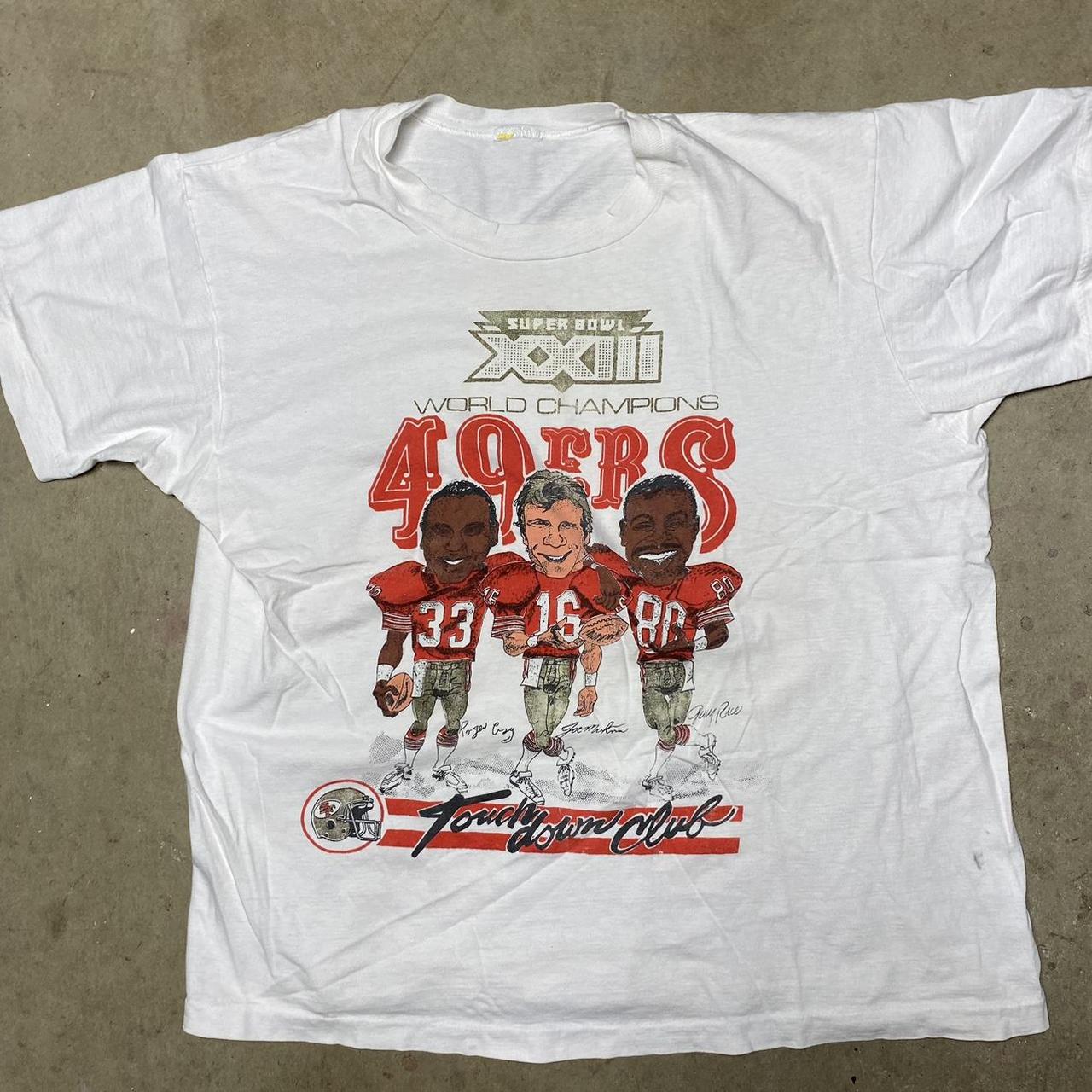 Vintage San Francisco 49ers T-Shirt Sizing: Tag - Depop