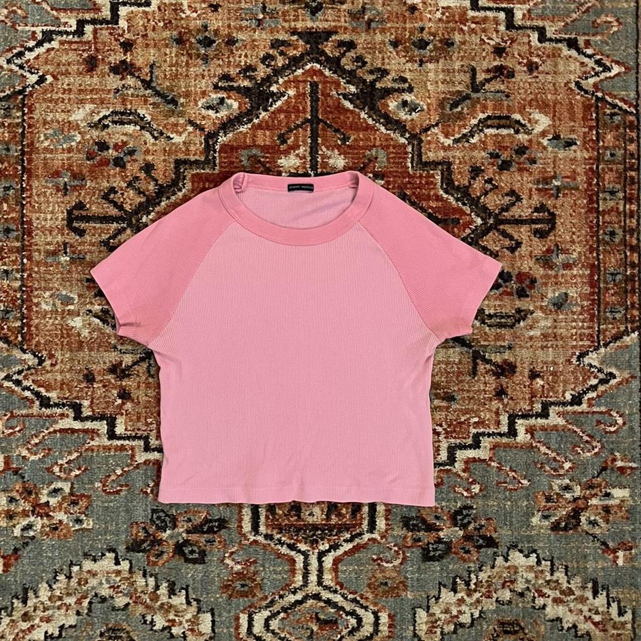Pink Brandy Melville Baby Tee Size One Size... Depop