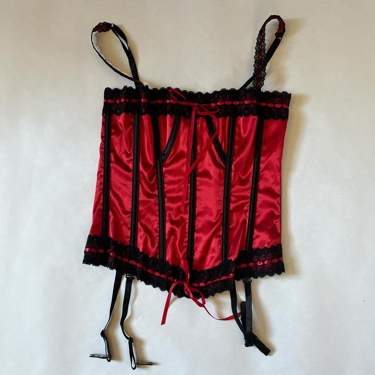 linea donatella red bustier top never worn by - Depop