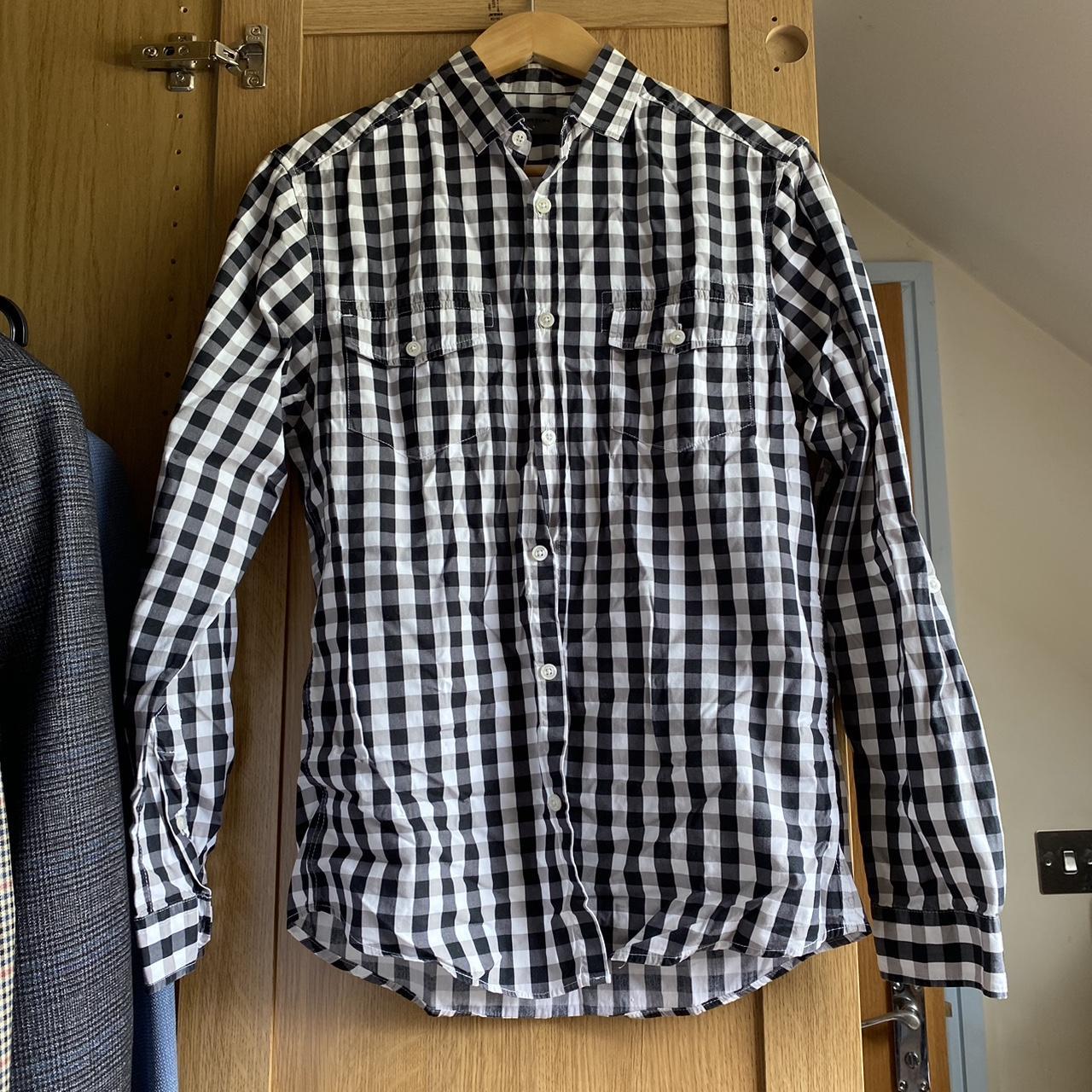 Men’s Burton black and white checked shirt size... - Depop