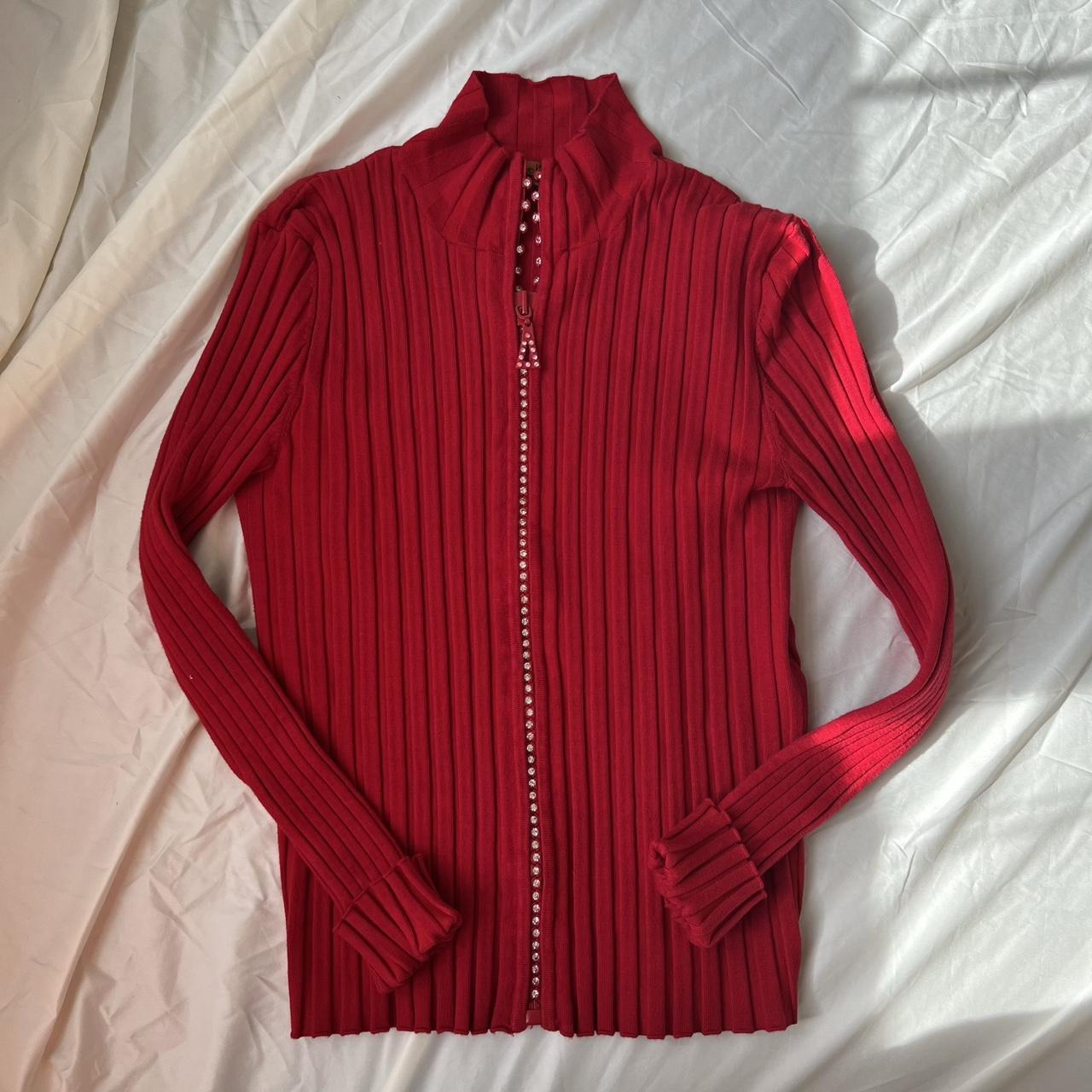 Belldini Women's Red and Silver Cardigan
