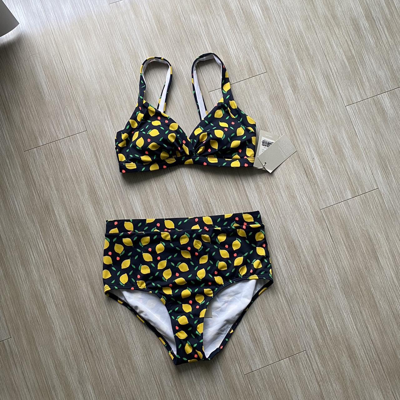 Boden NWT lemon 2 piece bathing suit Size 12 both Depop