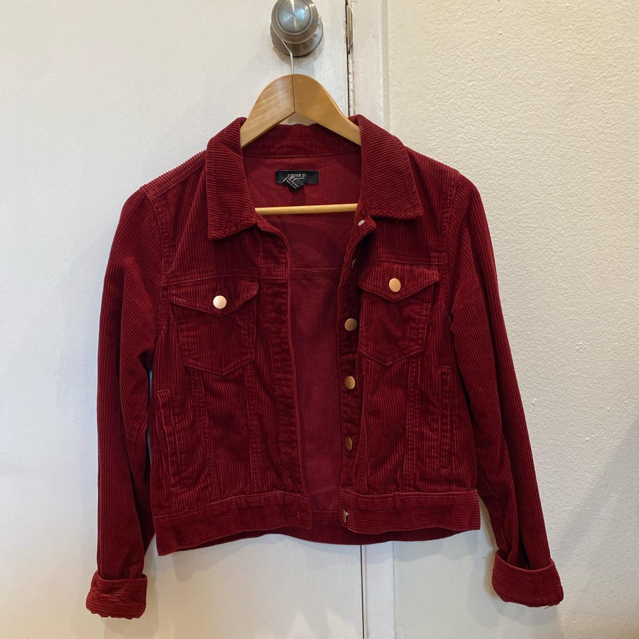 deeper red velvet corduroy jacket size small - Depop