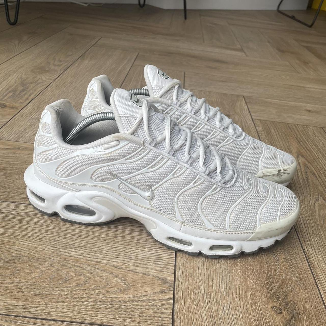 Nike triple white tn’s. Men’s UK10. Few scuffs,... - Depop