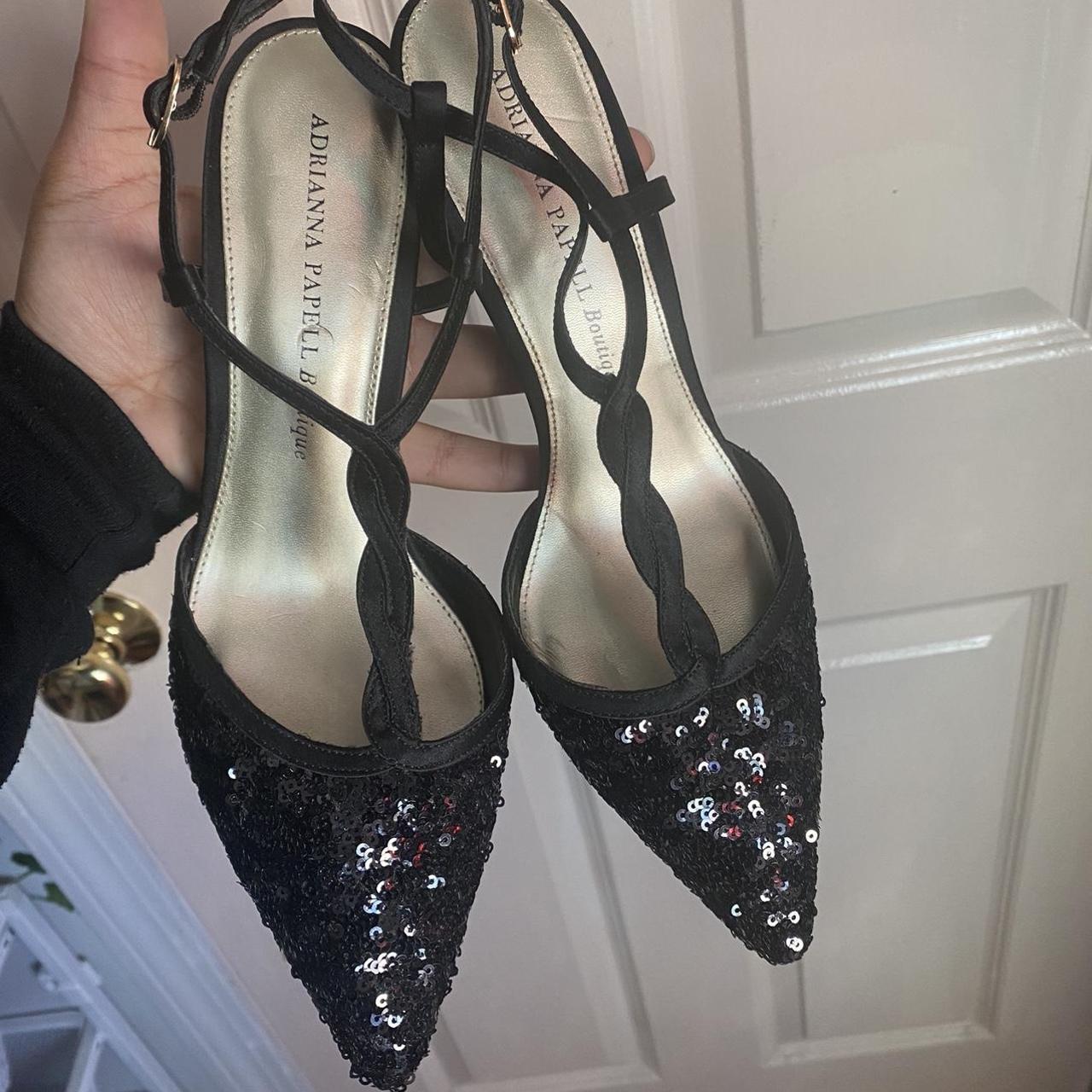 Adrianna papell boutique black heels great for prom Depop