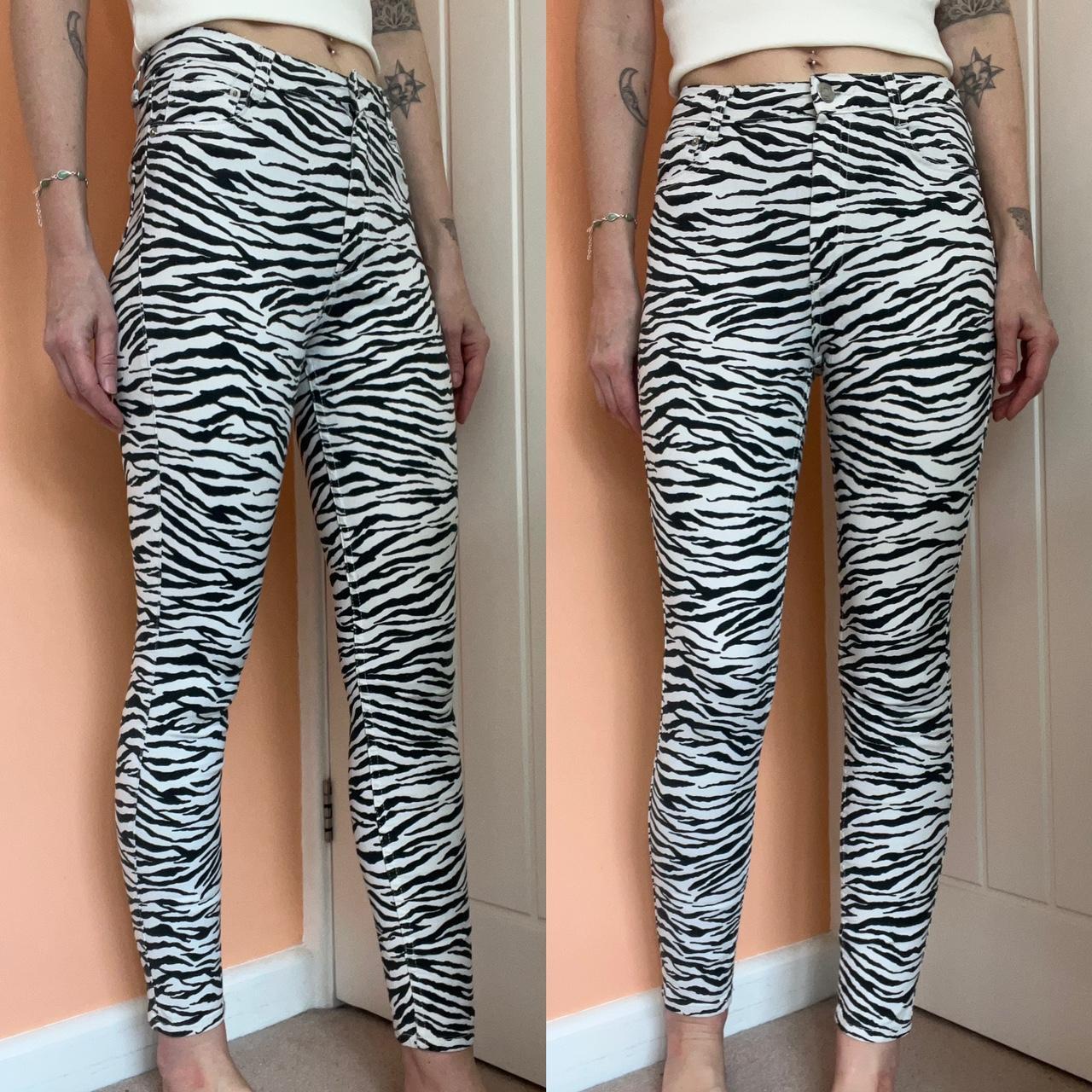Zara TRF zebra animal print high waist skinny jeans,... - Depop