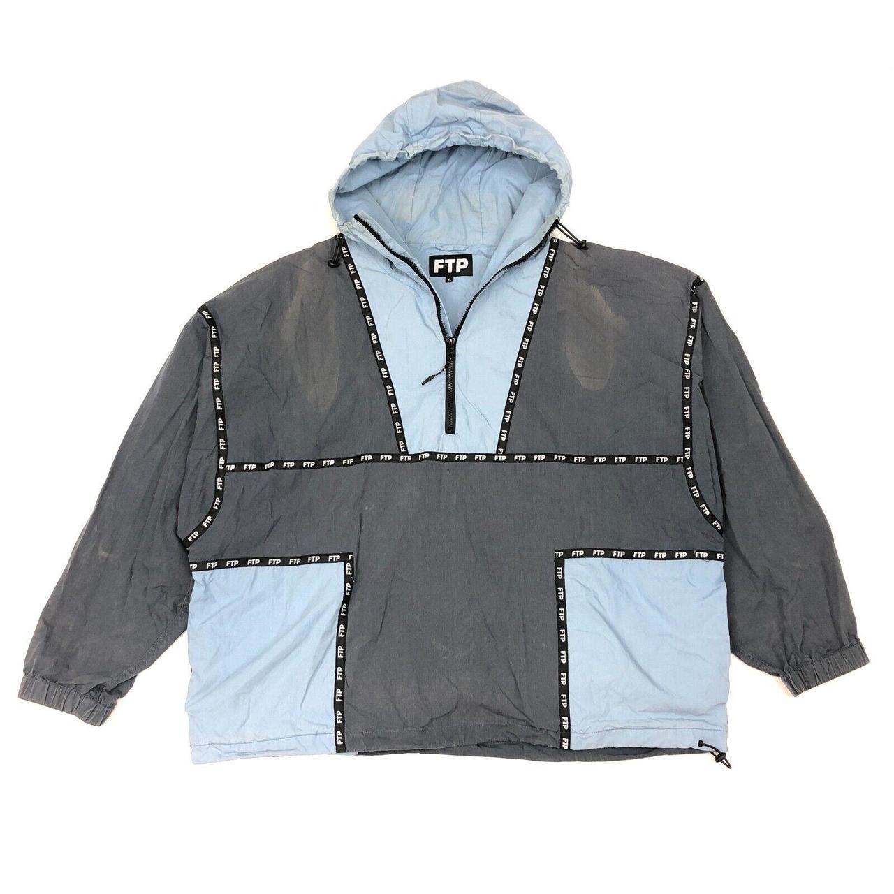 FTP Blue Tape Piping Logo Anorak Jacket Blue Grey...