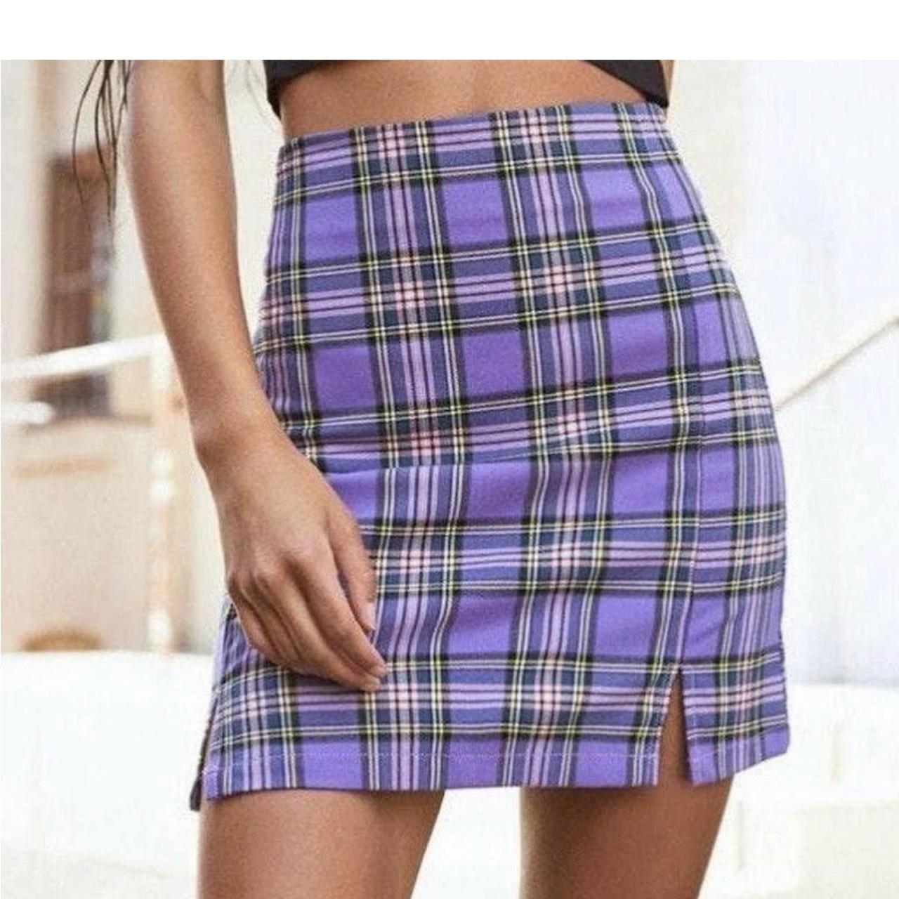 Purple plaid cara skirt from brandy Melville so cute