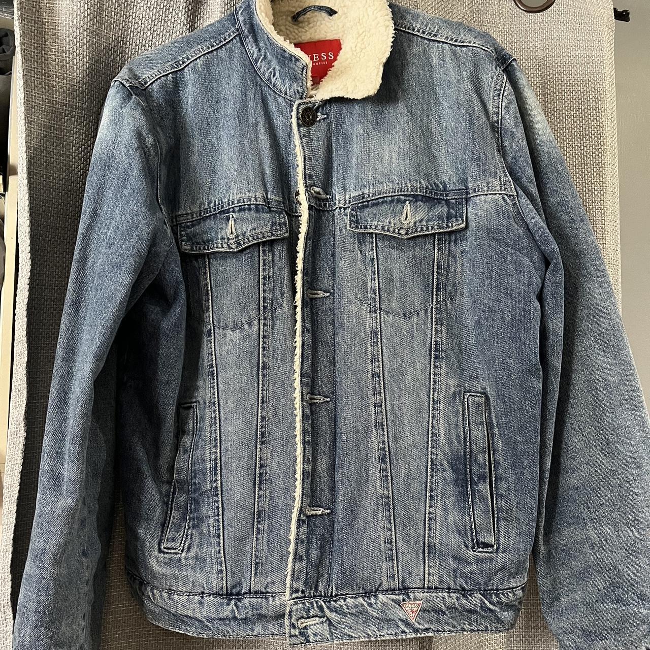 Guess Men's Navy and Blue Jacket | Depop