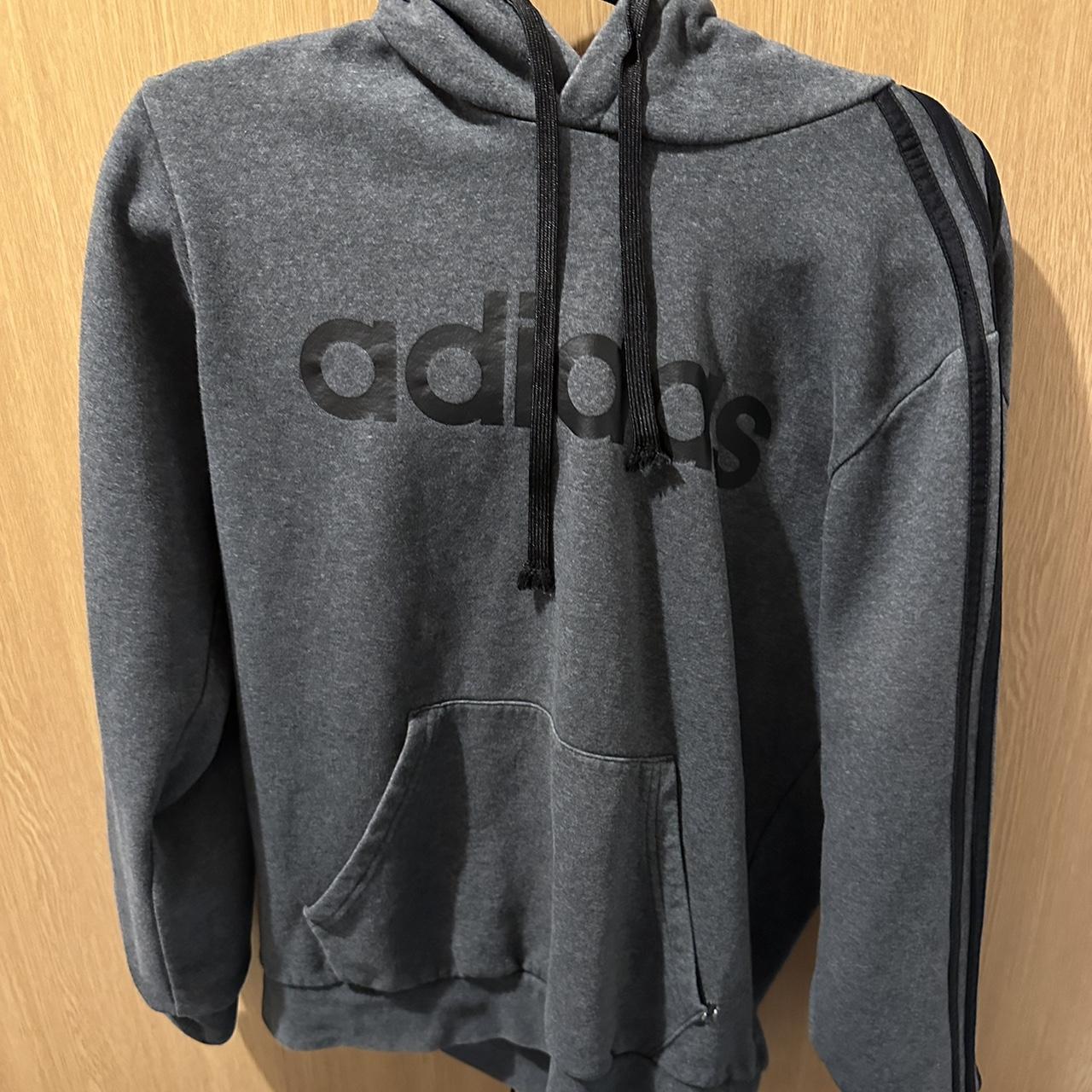 Adidas hoodie Black and grey Size M good... - Depop