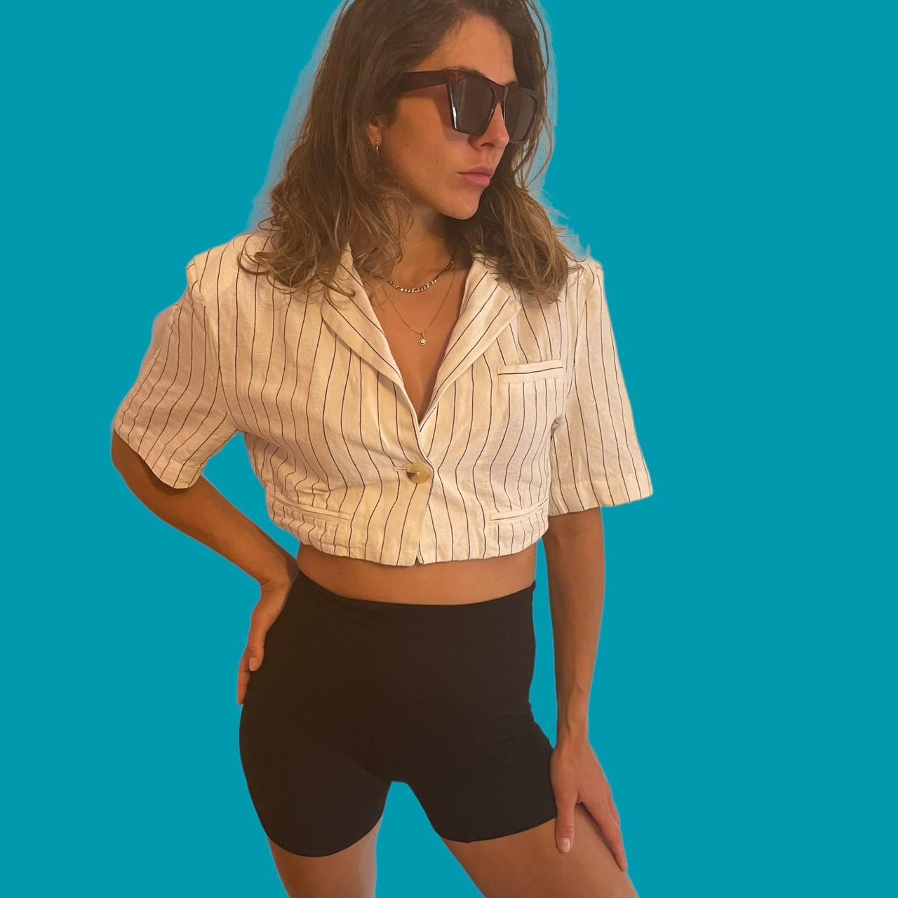 🪽 Bershka Linen Striped Cropped