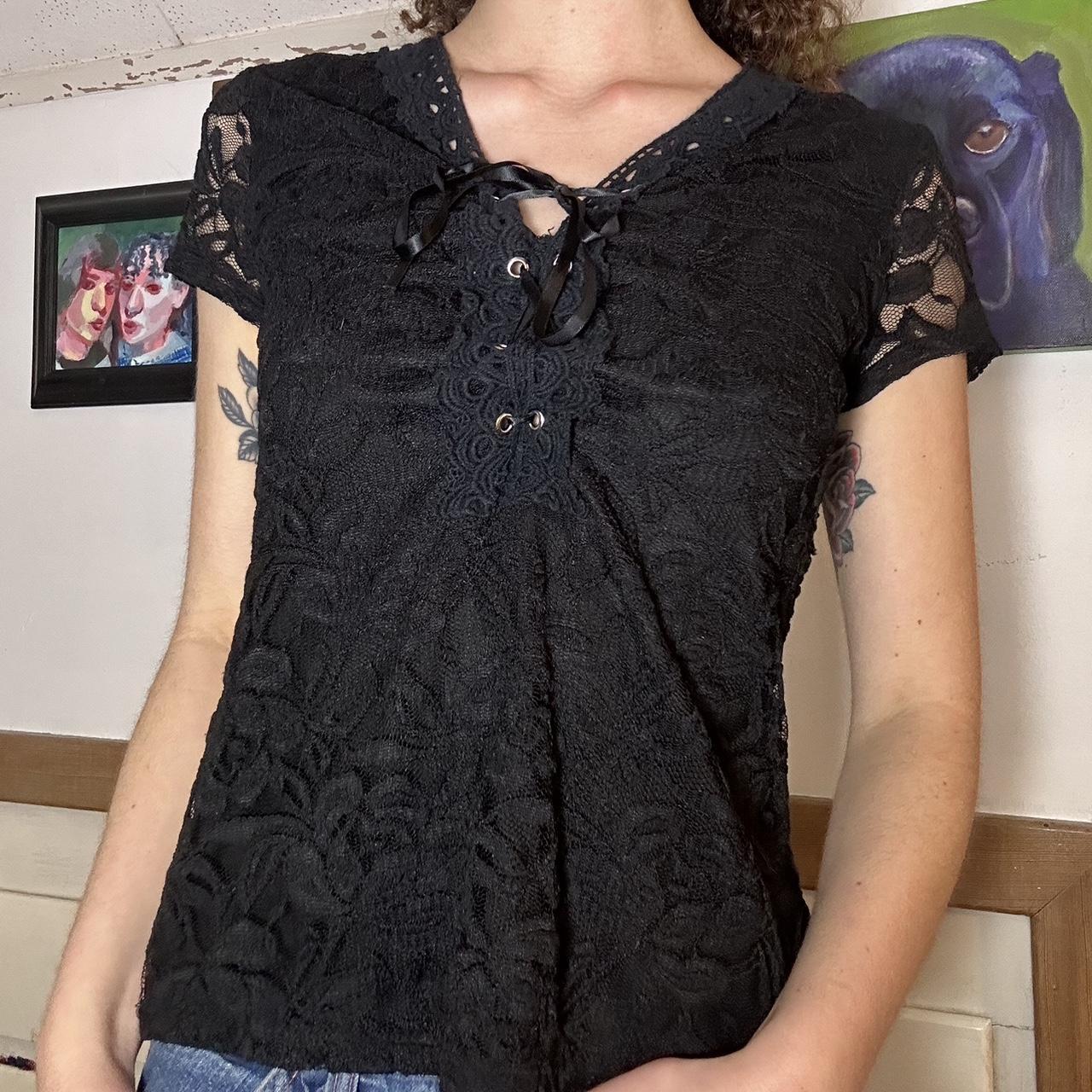 Y2K Black Lace Gothic Top Brand is Style Shop, - Depop