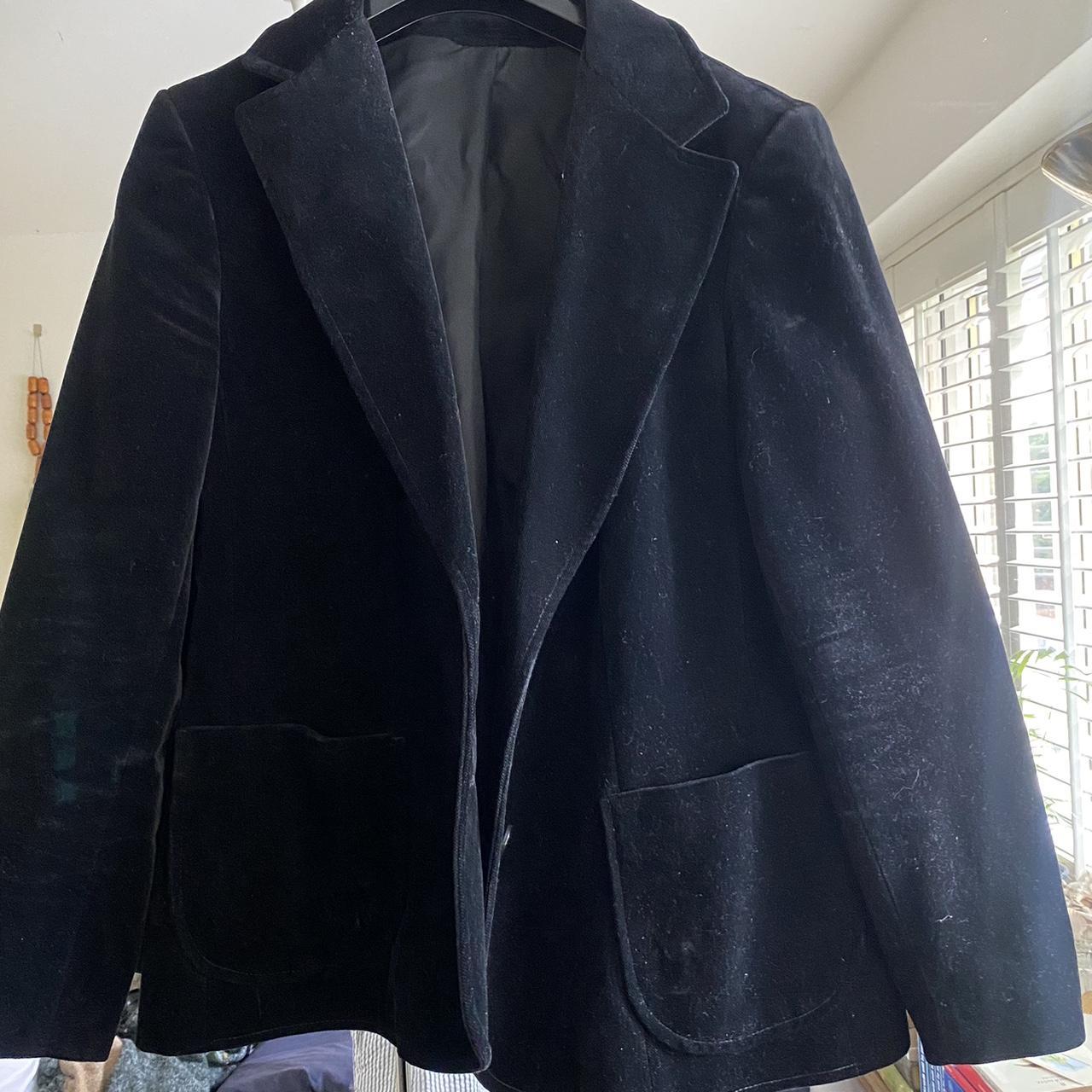 Vintage black velvet blazer Says UK16 but is... - Depop