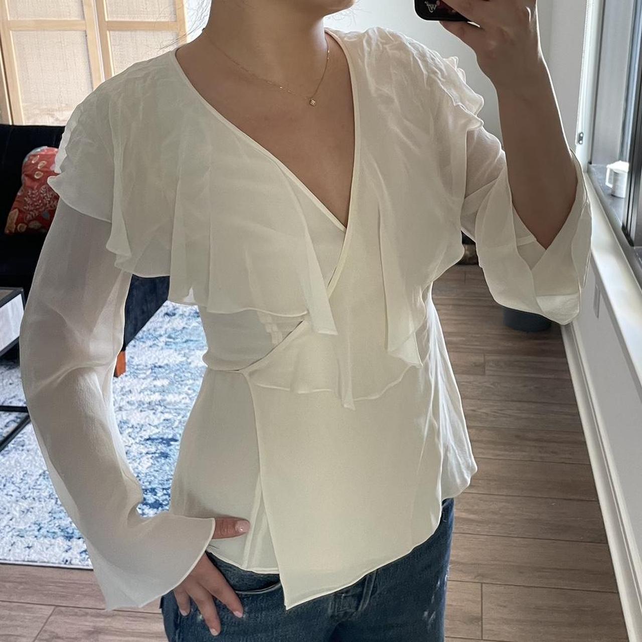 Classy white silk wrap top Something Lily van der... - Depop