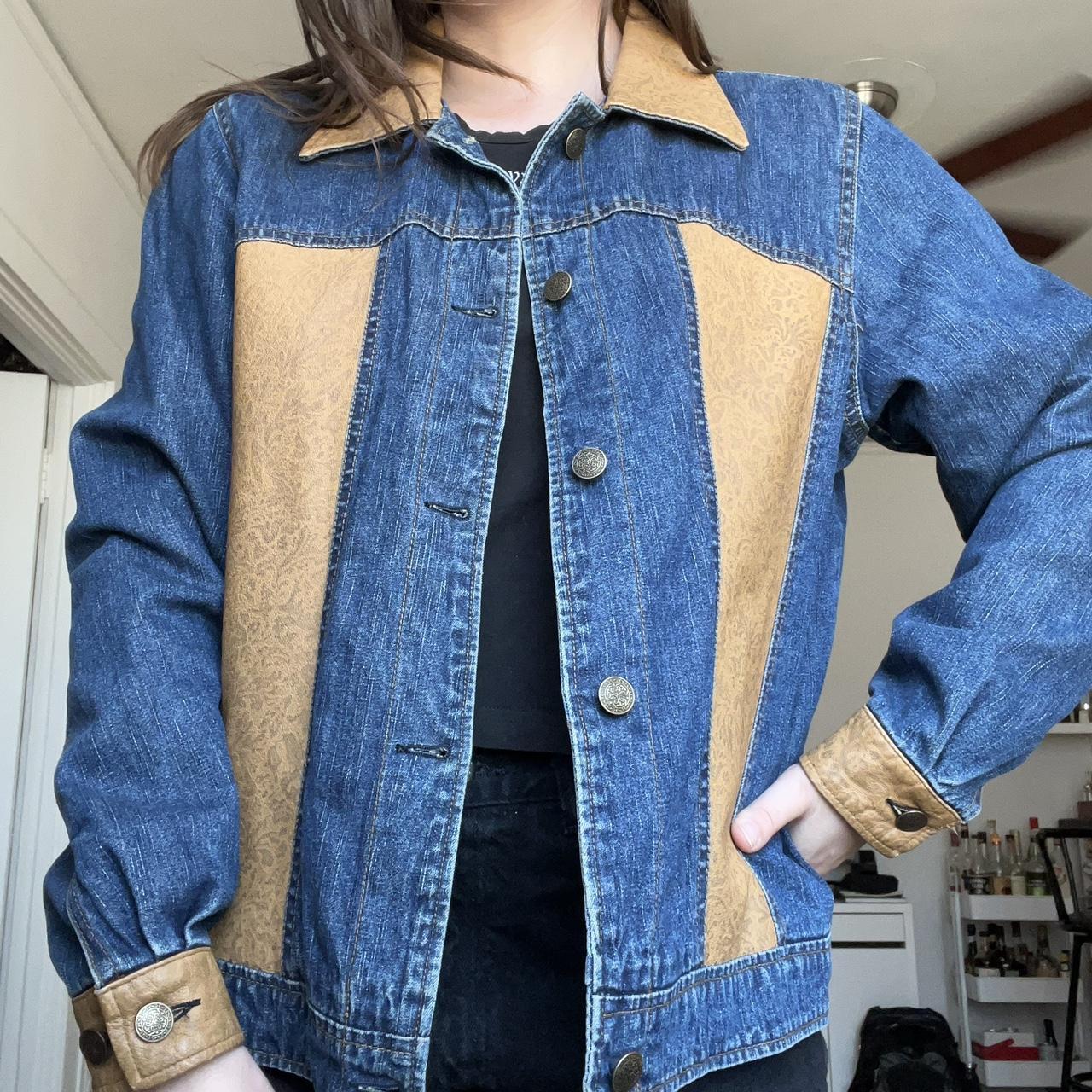 Coldwater Creek Women S Blue And Tan Jacket Depop