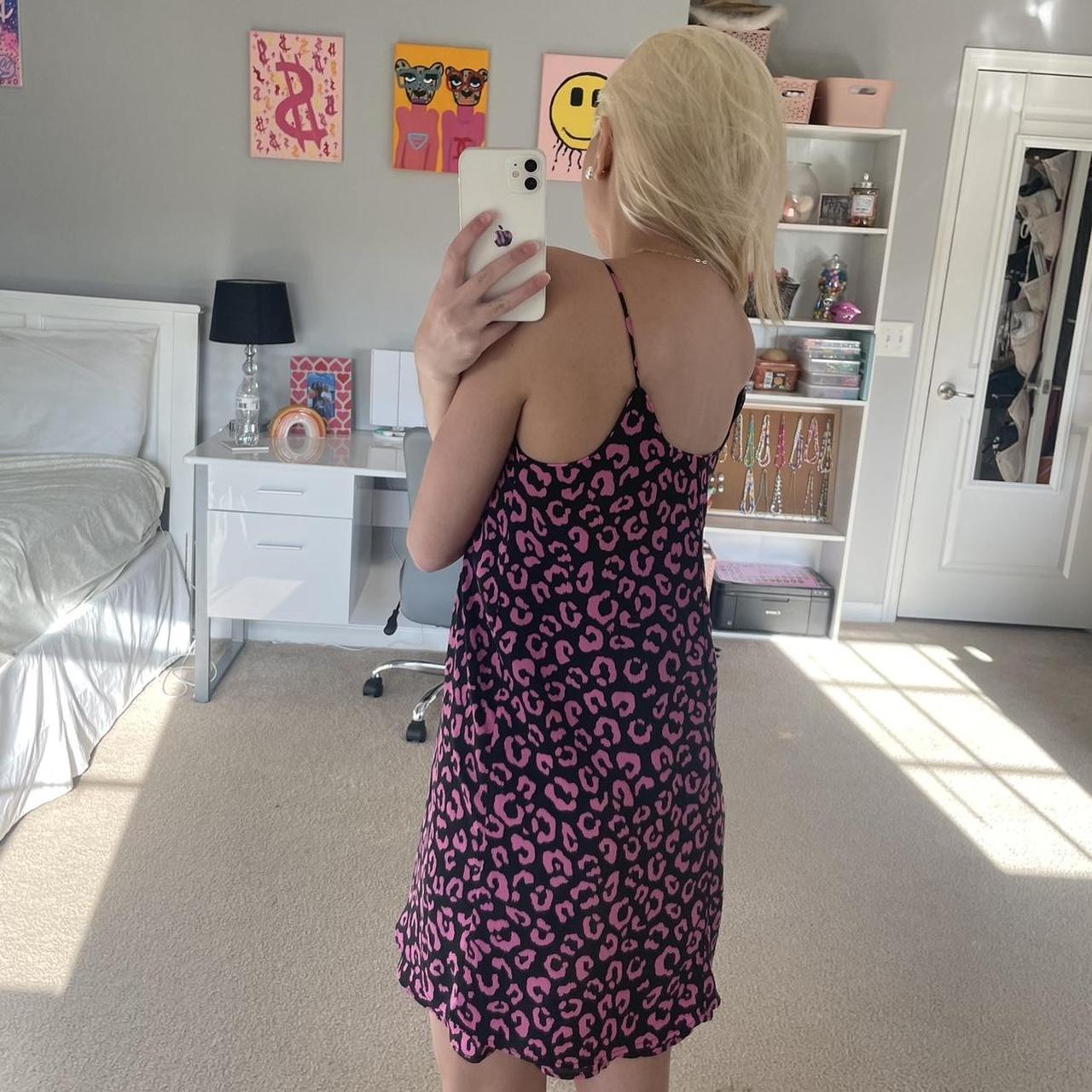 francesca's Women's Pink and Black Dress Depop