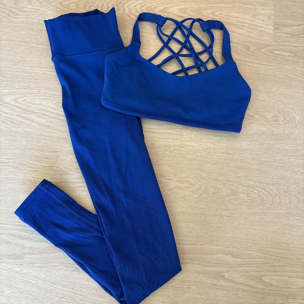 Lululemon Blue Workout Set, leggings have cutout... Depop