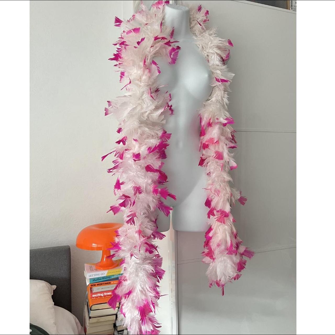 Pink & White Feather Bower One Size Worn once... Depop