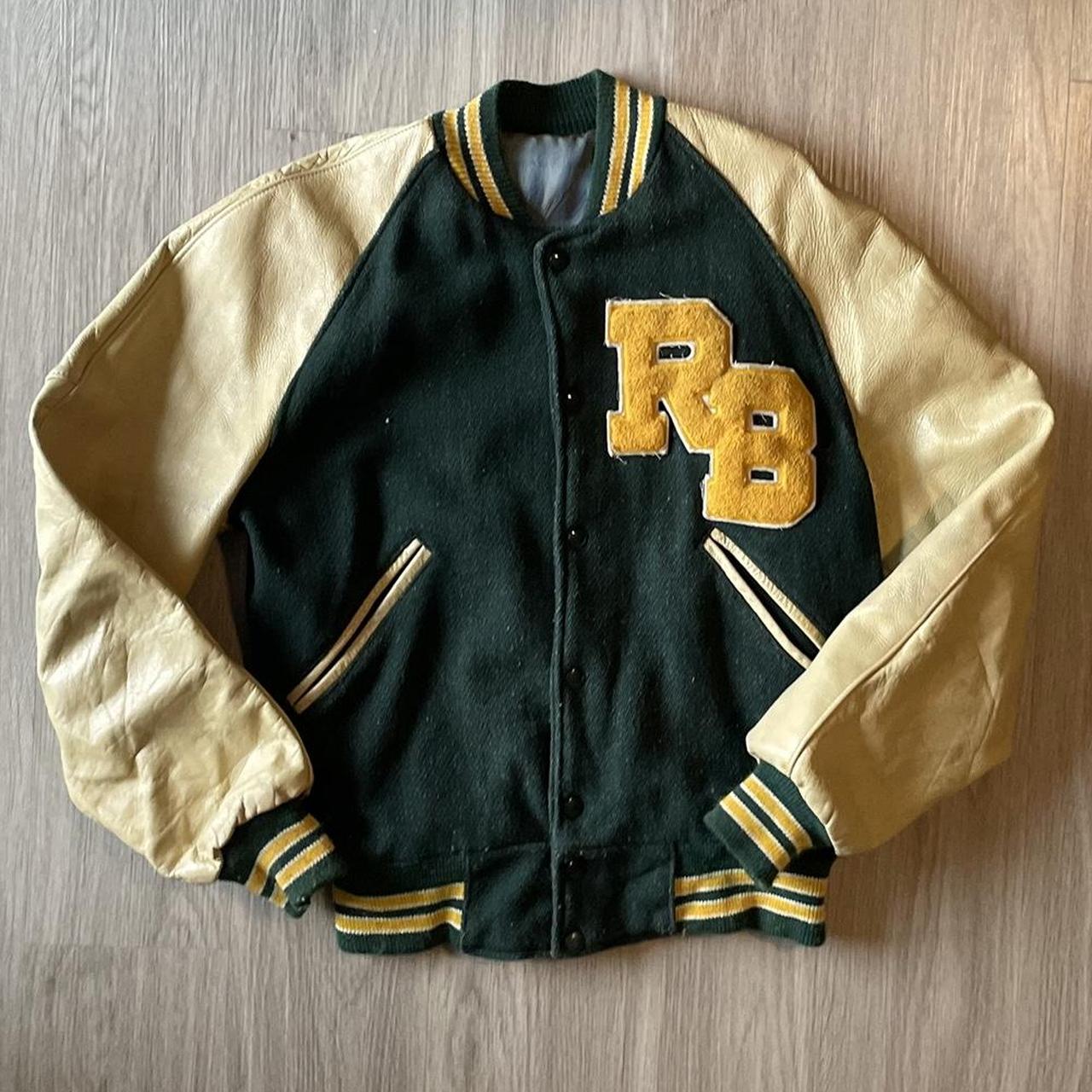 Vintage High School Varsity Letterman Jacket Leather... - Depop