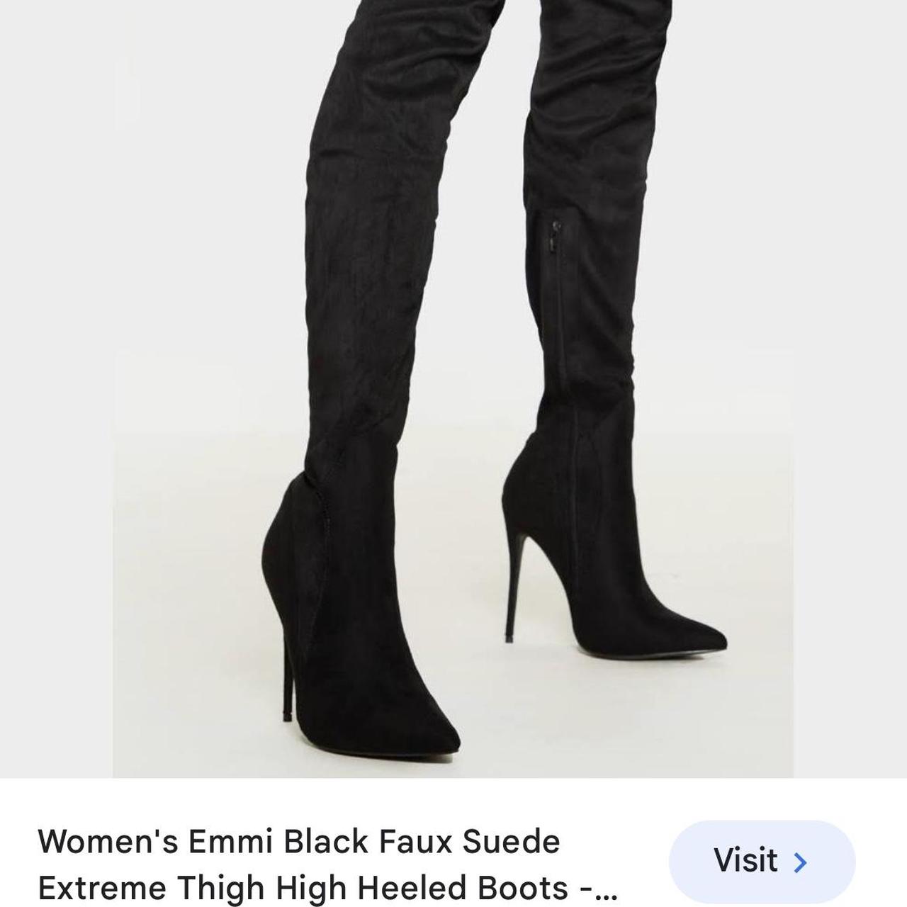 Emmi black faux suede extreme sales thigh high heeled boots