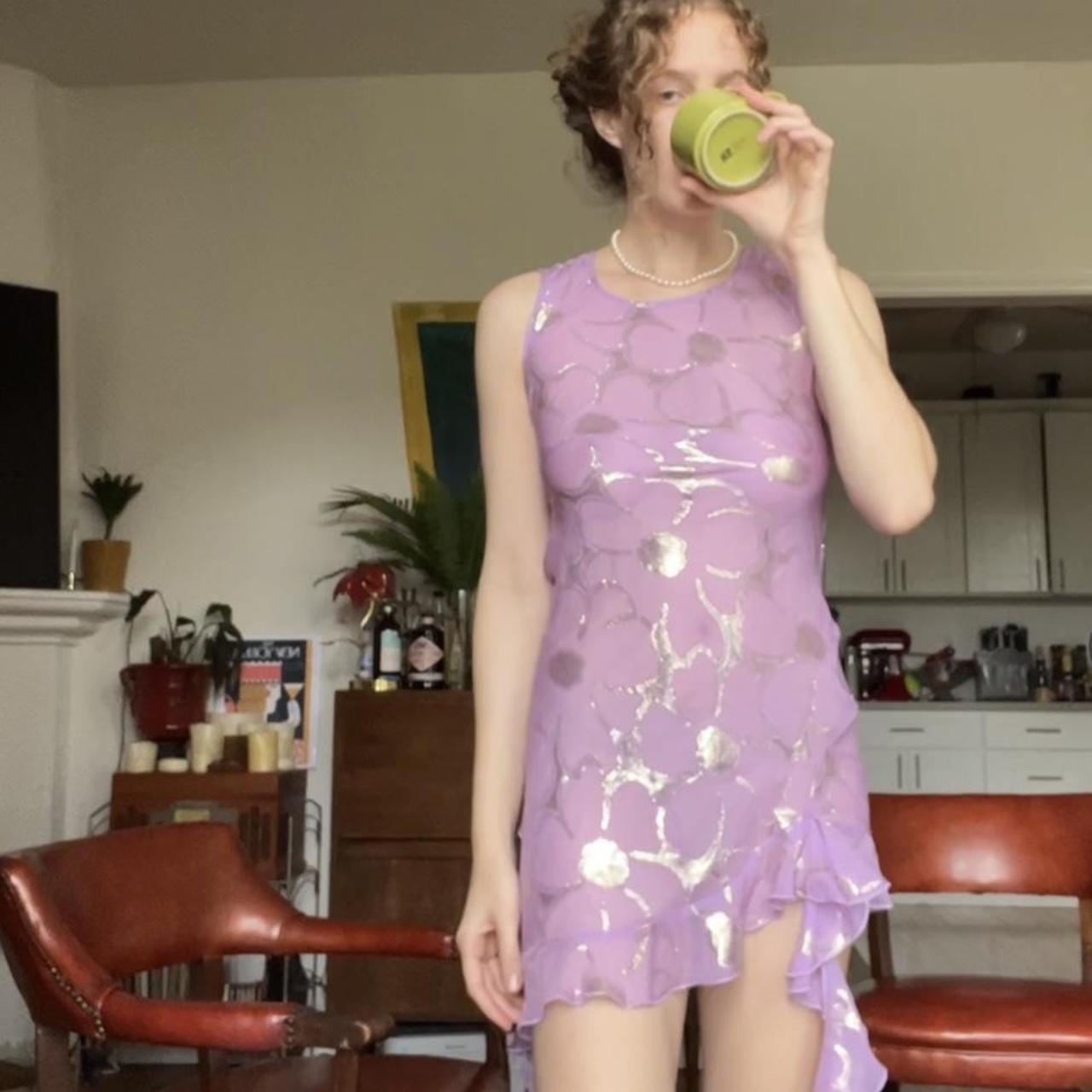The Kira short dress from Delfi Collective in Lilac.... - Depop
