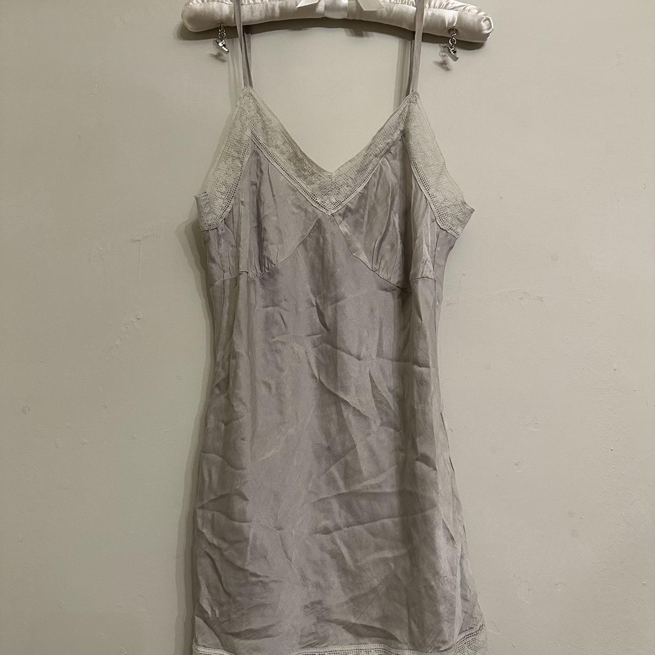 Y2k vintage lace/satin grey camisole vest top. Could... - Depop