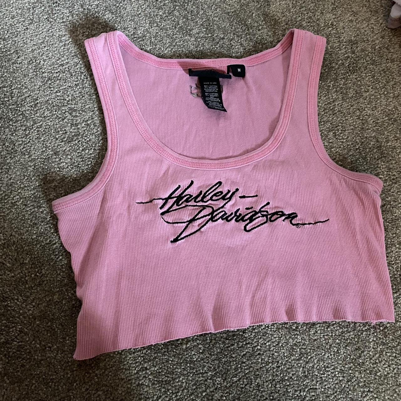 🤍 Pink Harley Davidson Tank Top *repop -Size:... - Depop