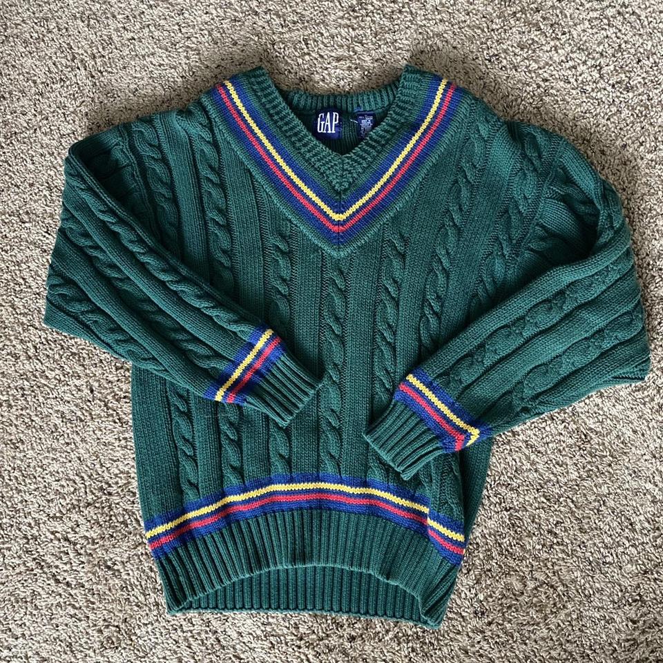 Vintage GAP v-neck chunky knit sweater // great... - Depop